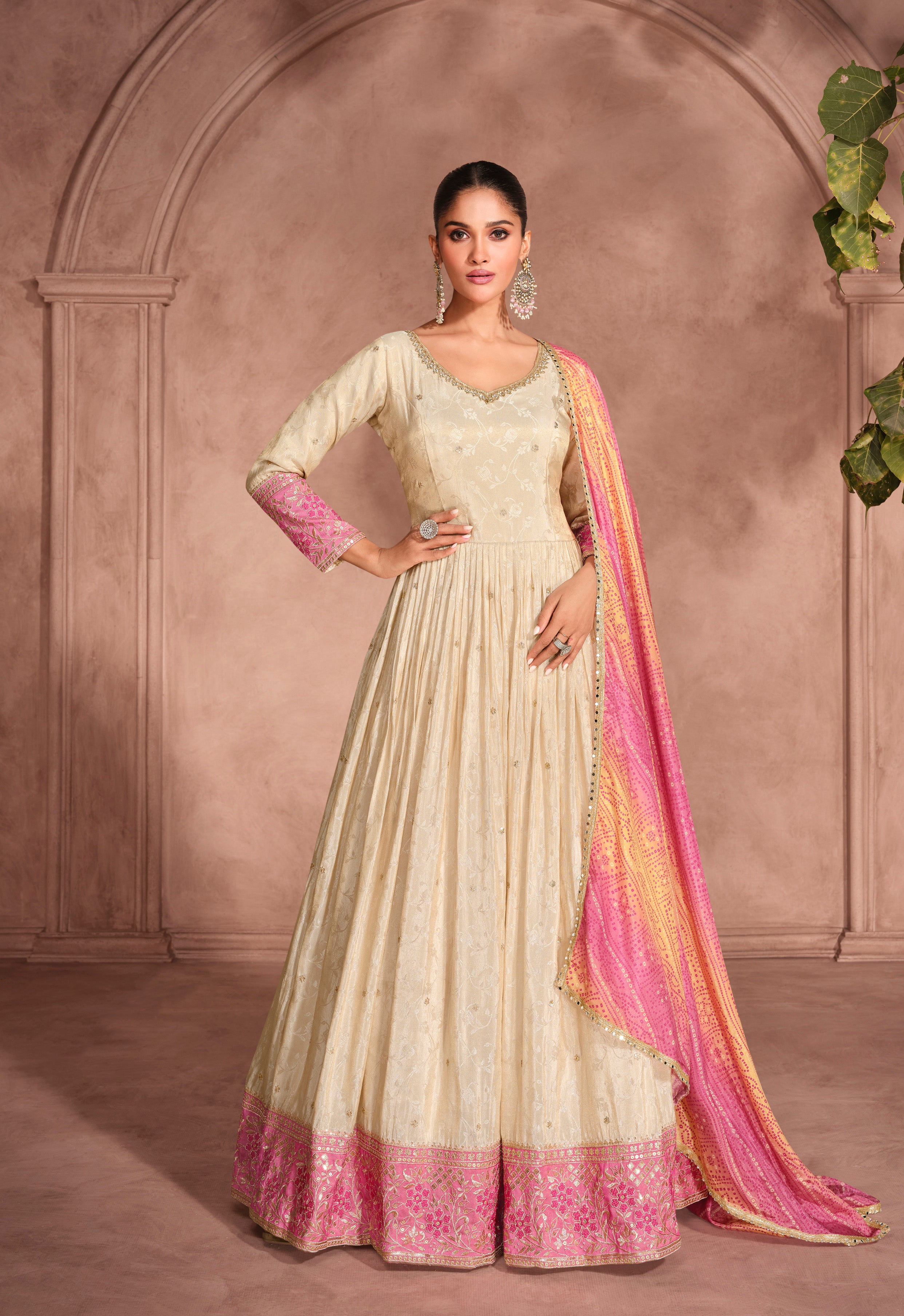 Bandhani Duptta Anarkali Kurta