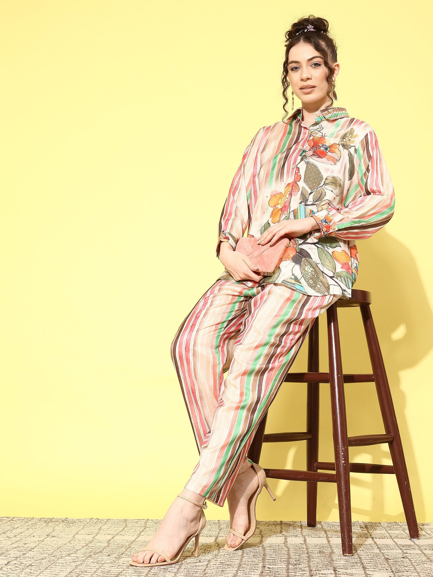 Women Floral Printed Shirt With Trousers