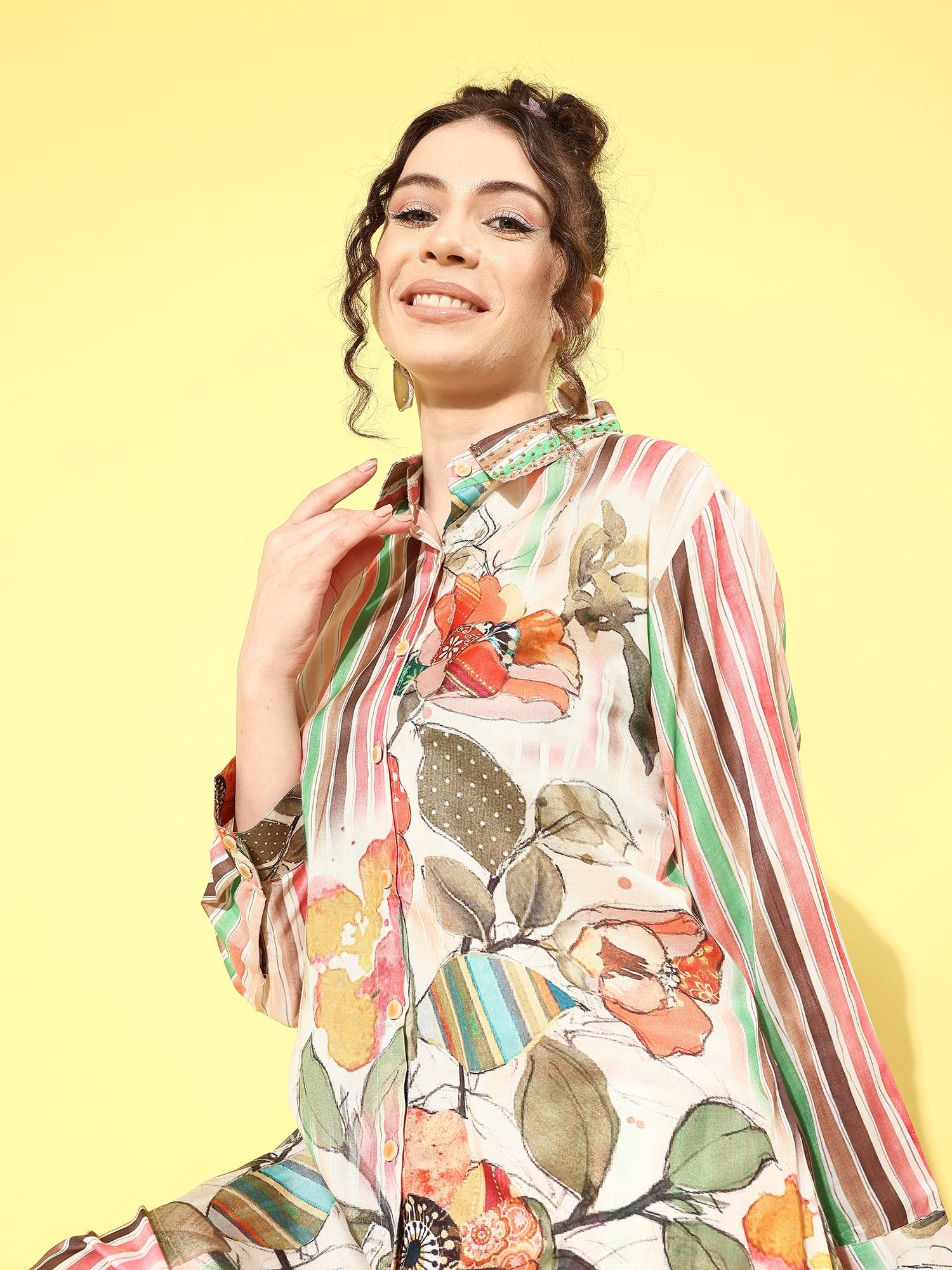 Women Floral Printed Shirt With Trousers