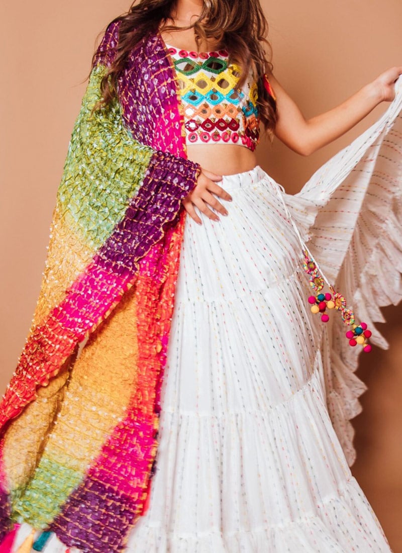 Multicolor Mirror Work Embroidered Lehenga