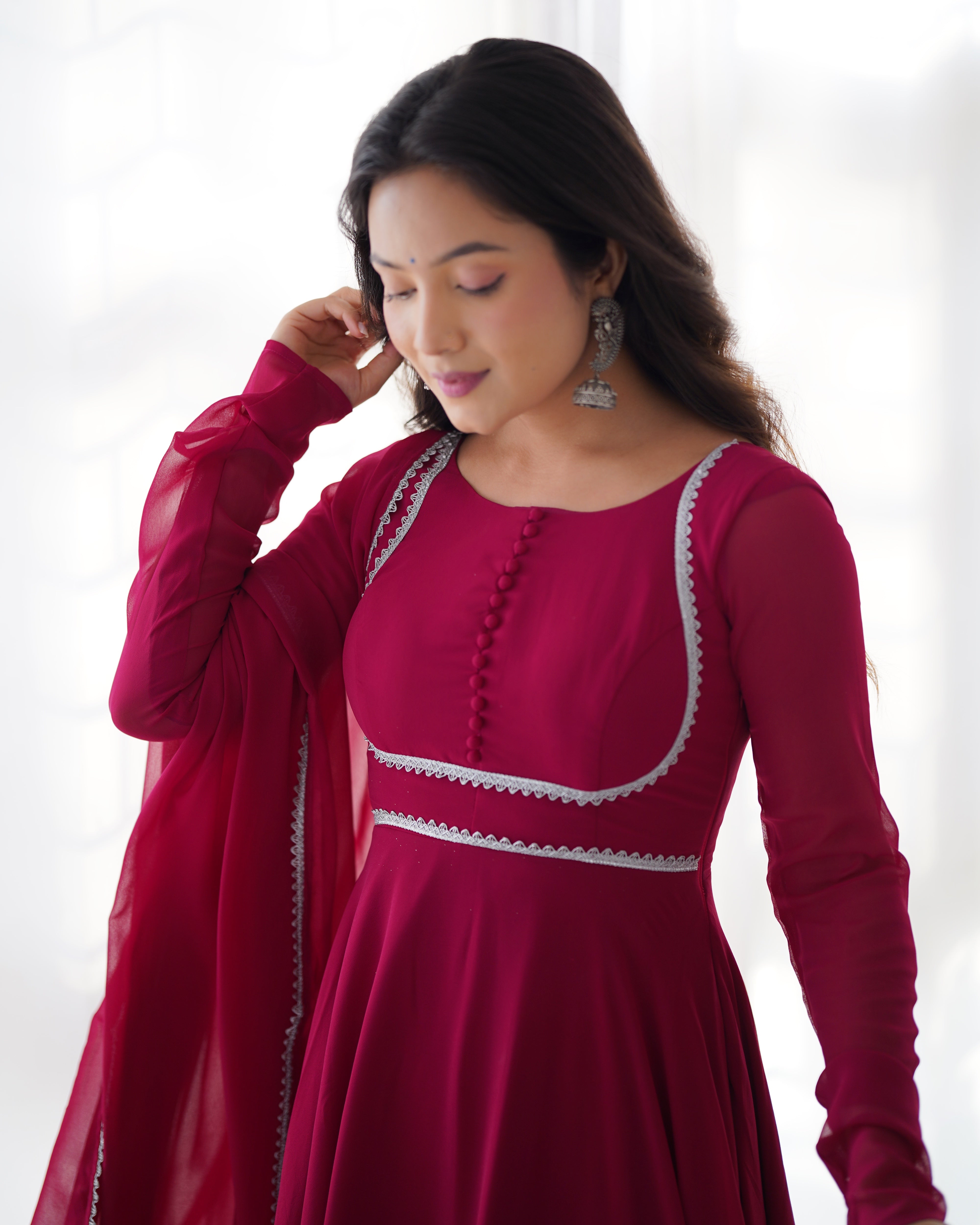 DarkRani Pure Soft Fox Georgette Kurta Set With Solid