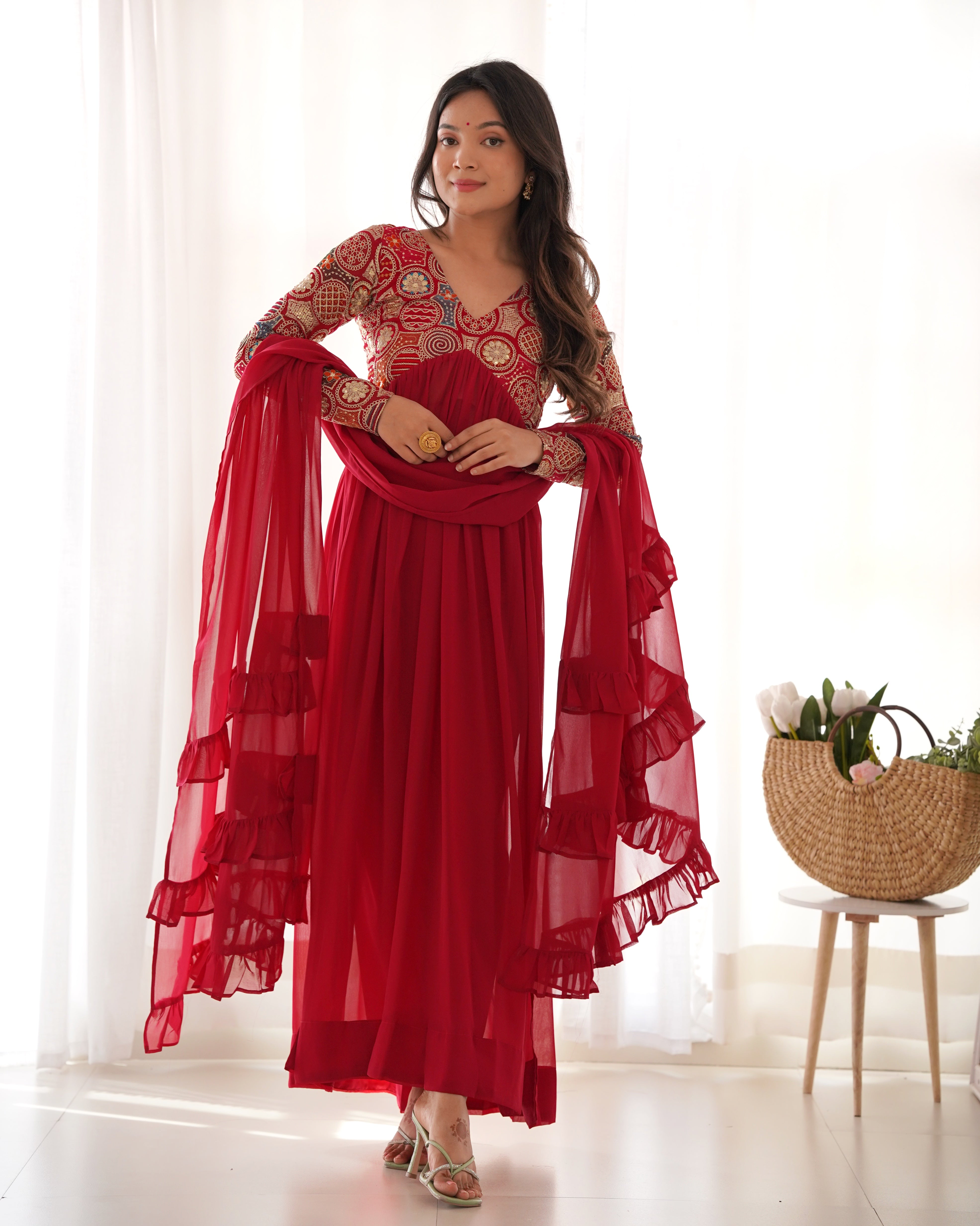 Ranipink Pure Fox Georgette Kurta Set With Plain