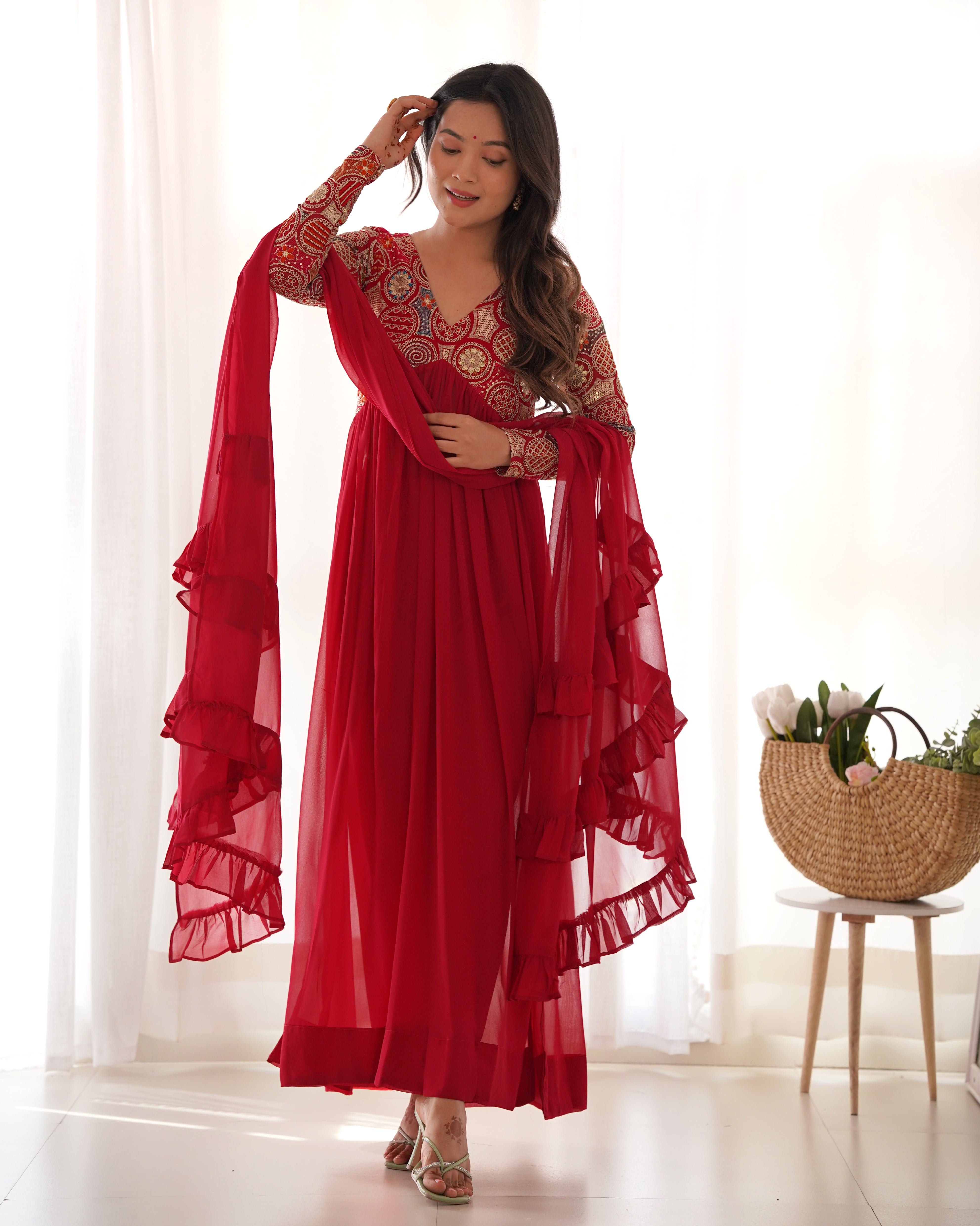 Ranipink Pure Fox Georgette Kurta Set With Plain