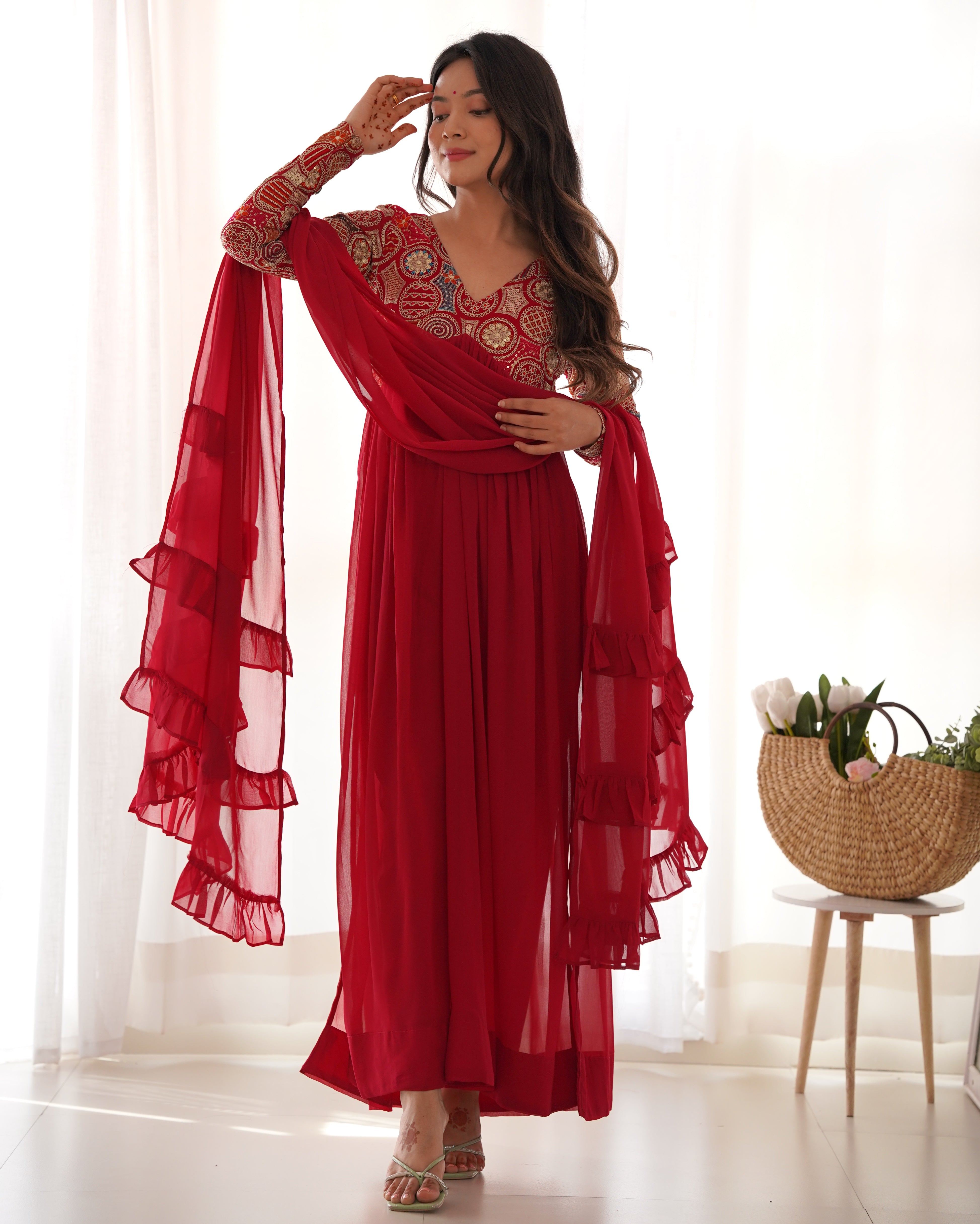 Ranipink Pure Fox Georgette Kurta Set With Plain