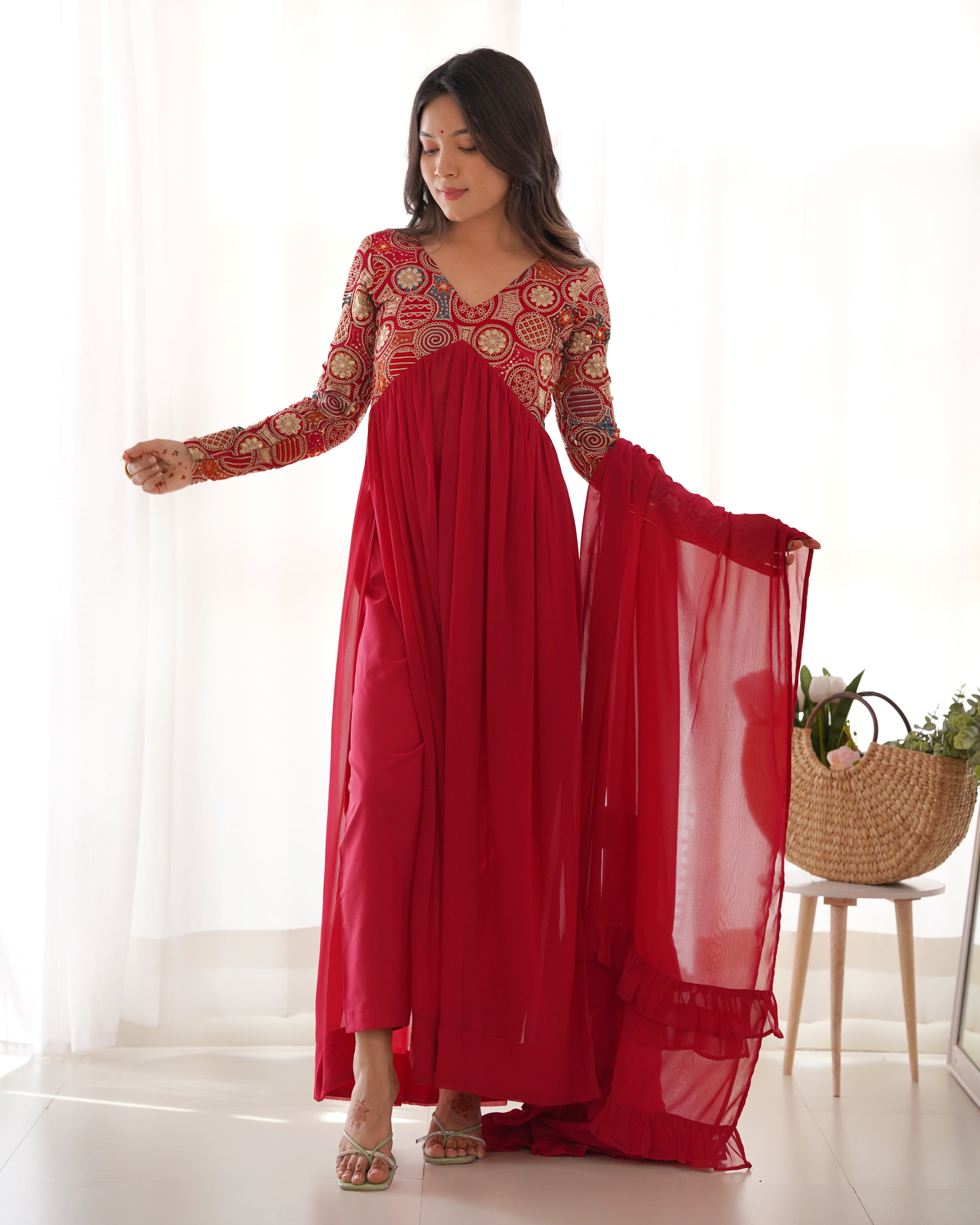 Ranipink Pure Fox Georgette Kurta Set With Plain
