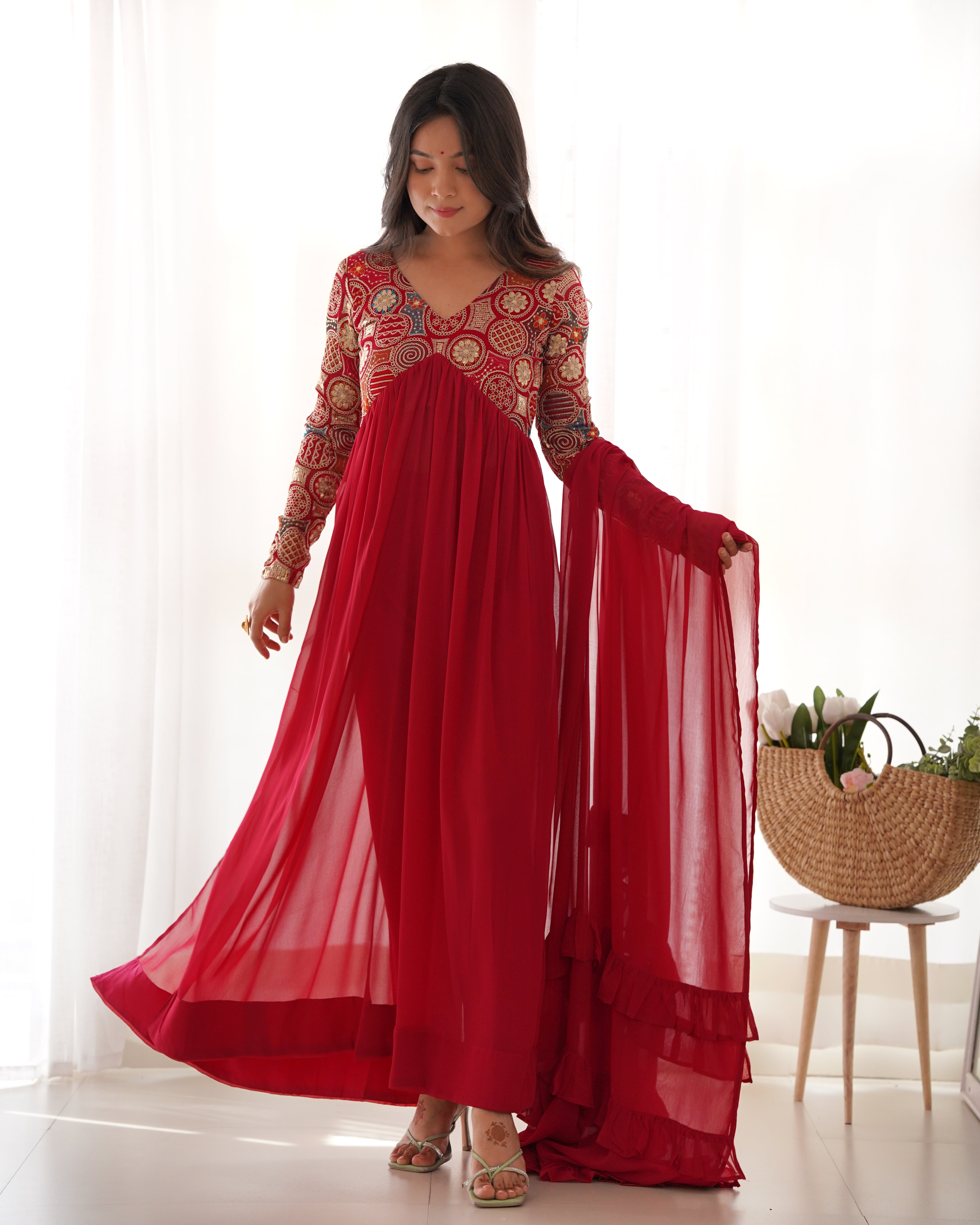 Ranipink Pure Fox Georgette Kurta Set With Plain