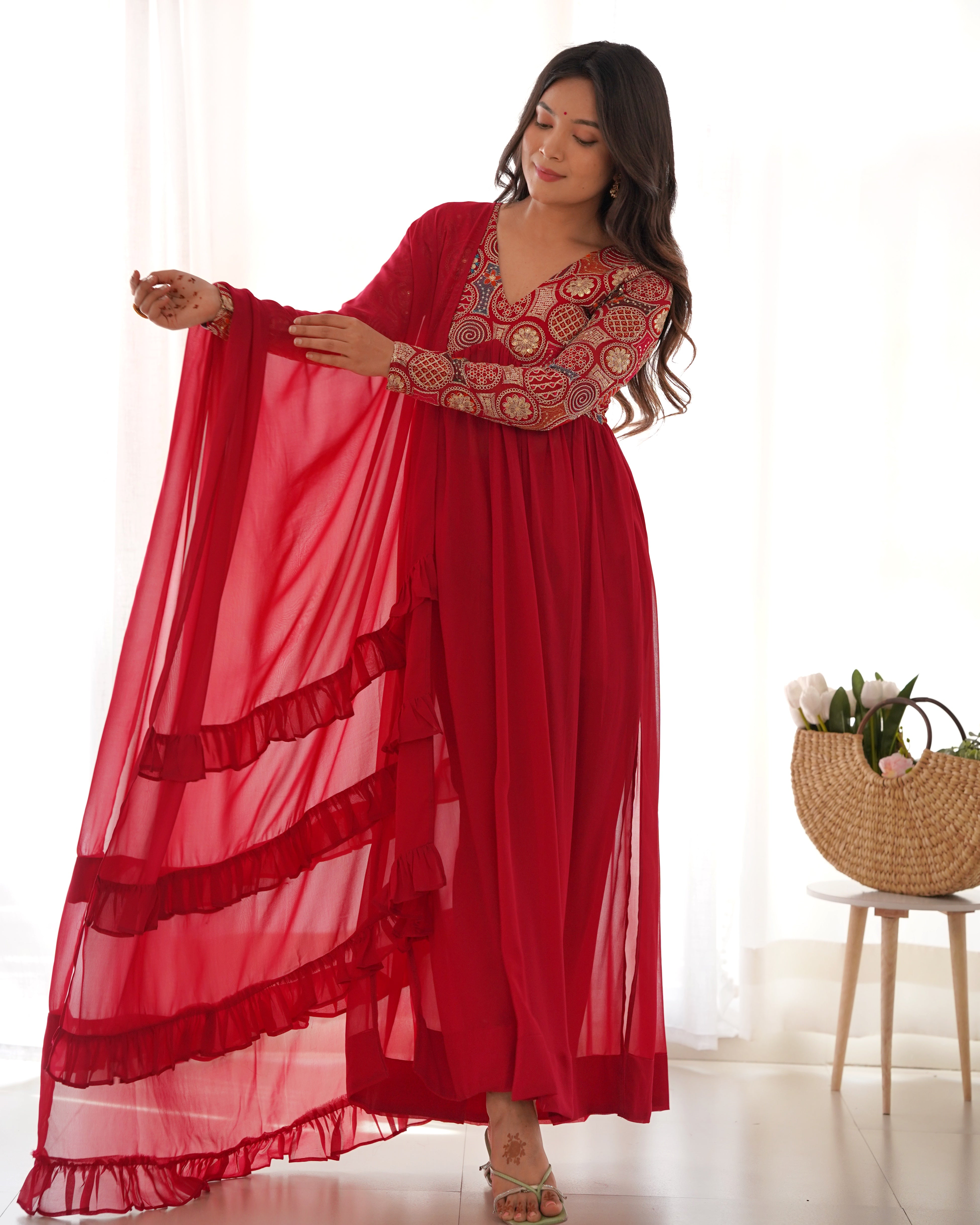 Ranipink Pure Fox Georgette Kurta Set With Plain