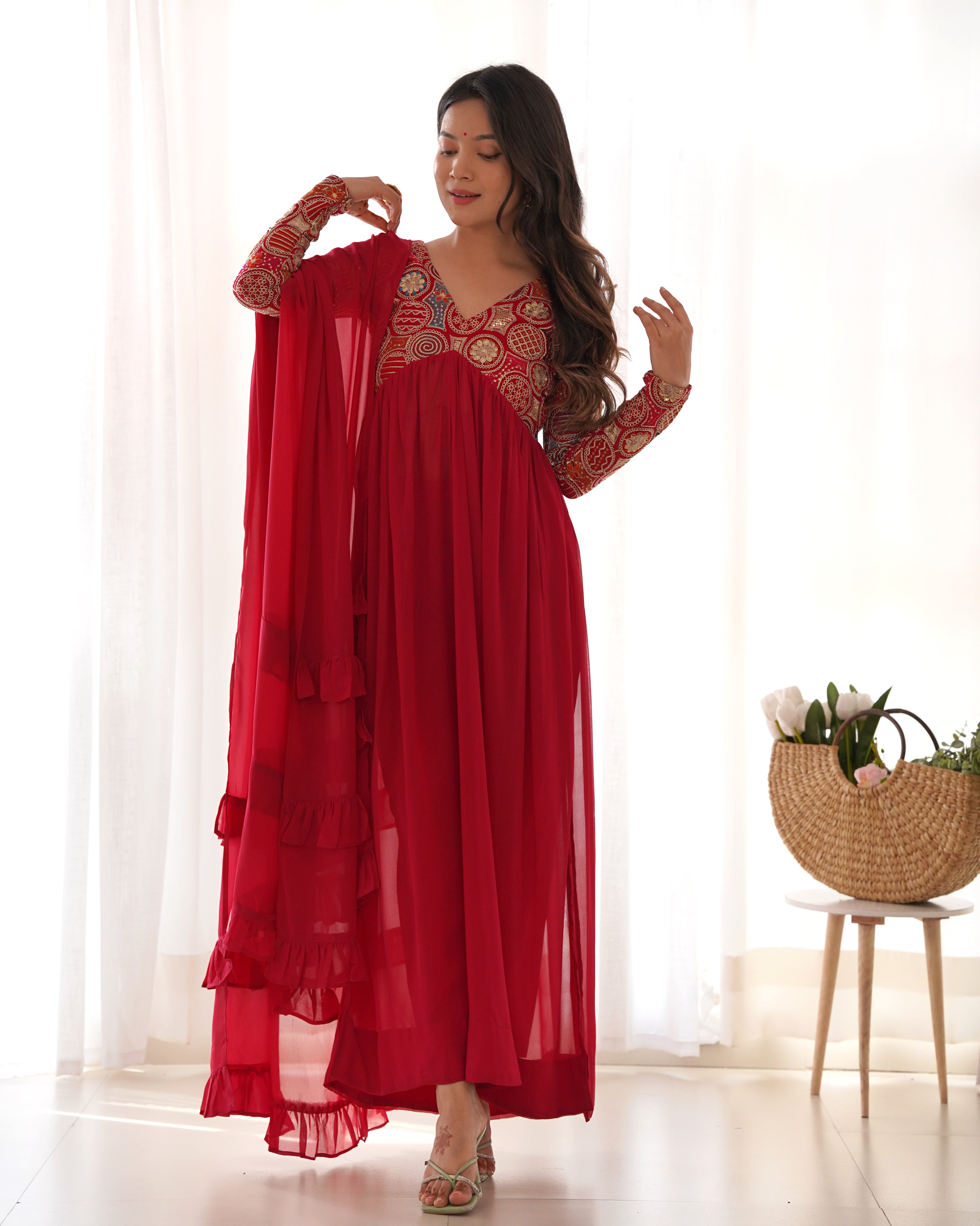 Ranipink Pure Fox Georgette Kurta Set With Plain