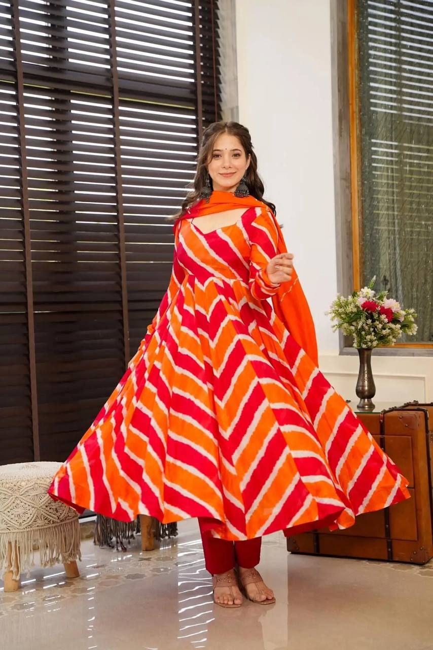 Orange Anarkali Kurta Set
