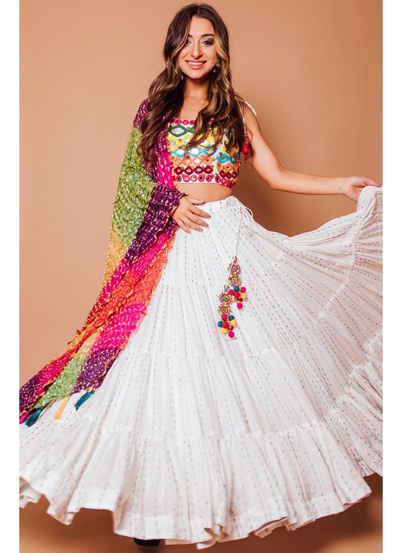 Multicolor Mirror Work Embroidered Lehenga