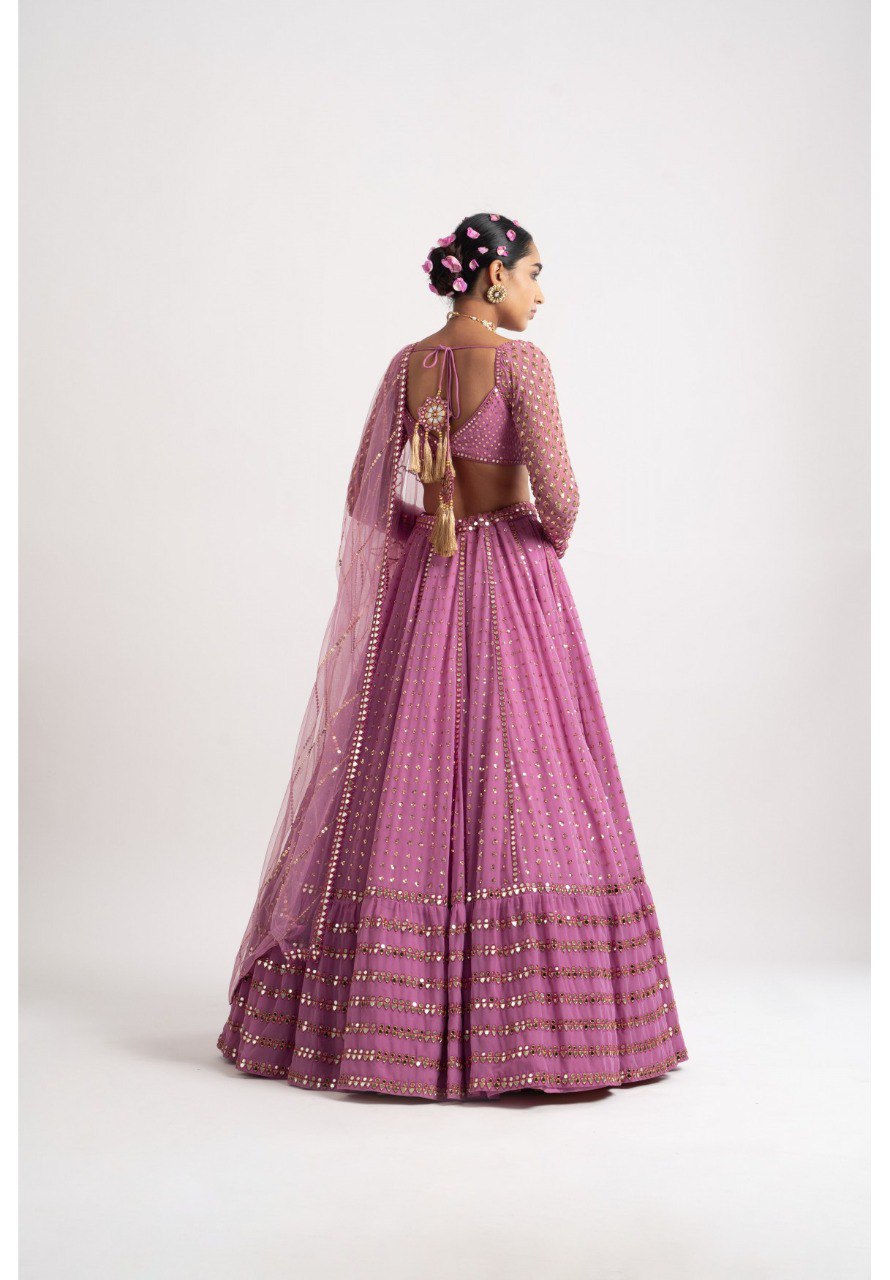 Pink Sequien zari work Lehenga