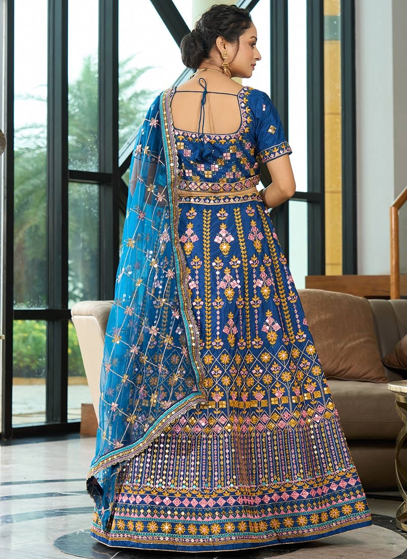 Blue Multicolor Embridery Lehenga