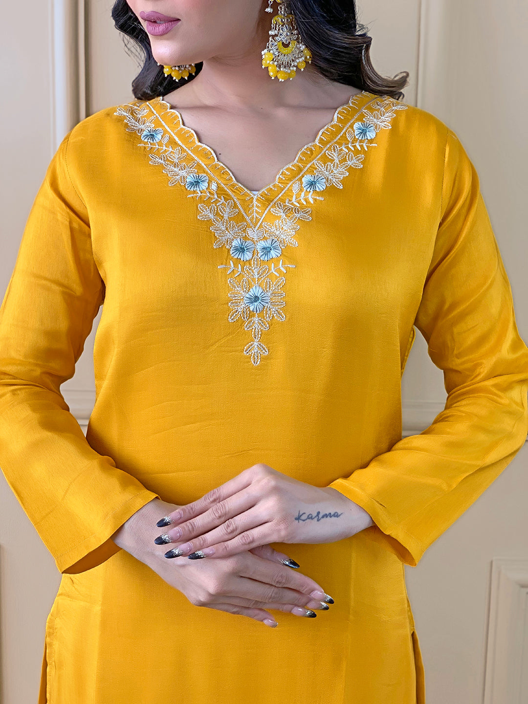 Gorgeous Embroidered Viscose Fabric Straight Kurta, Pant and Dupatta Set