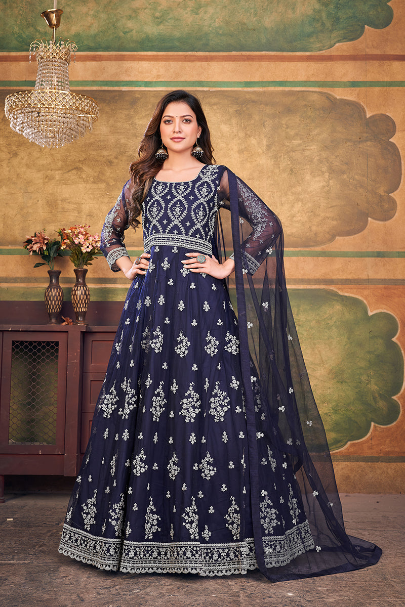 Navy-BlueNetEmbroideredKurta