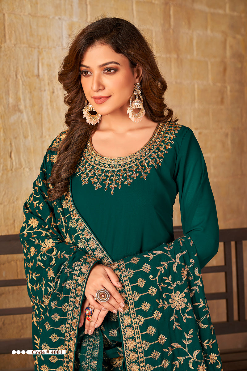 TealGeorgetteEmbroideredKurta