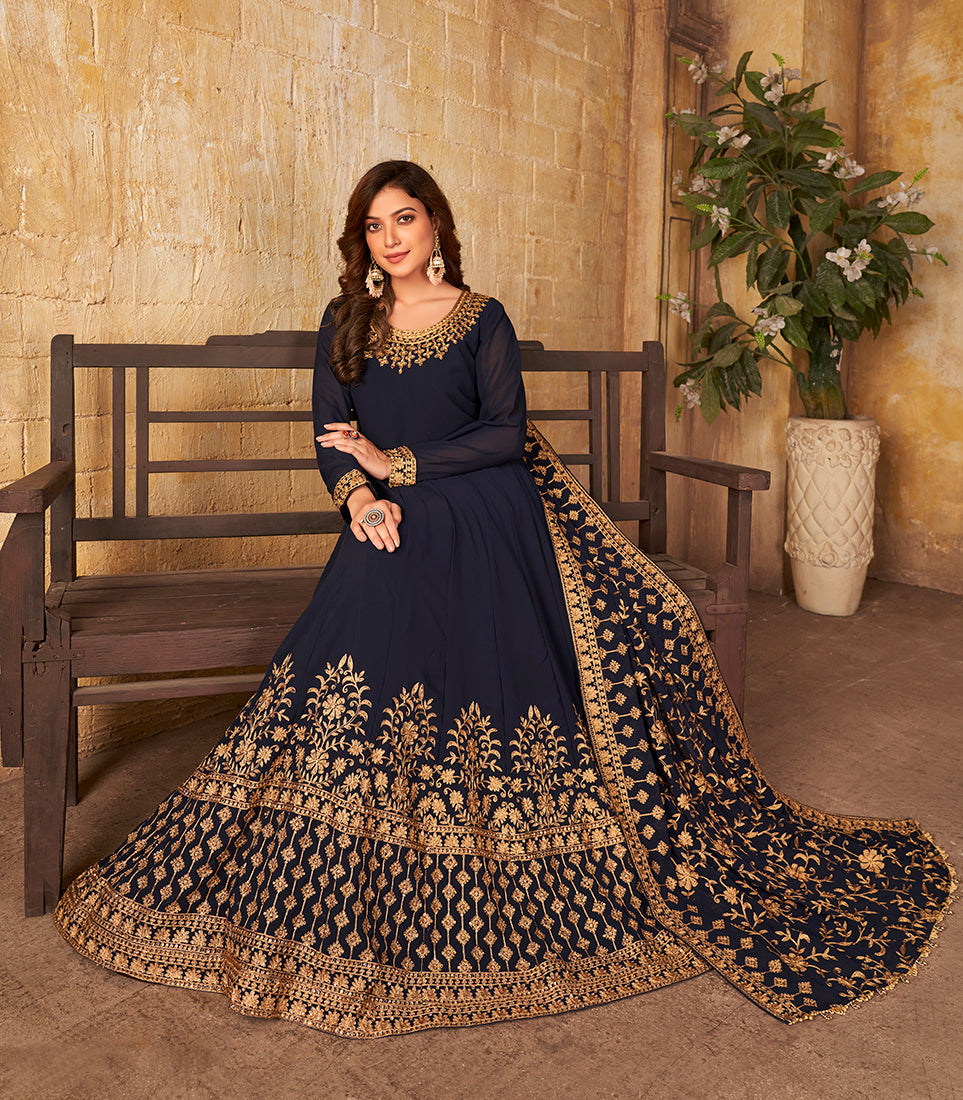 Navy_BlueGeorgetteEmbroideredKurta