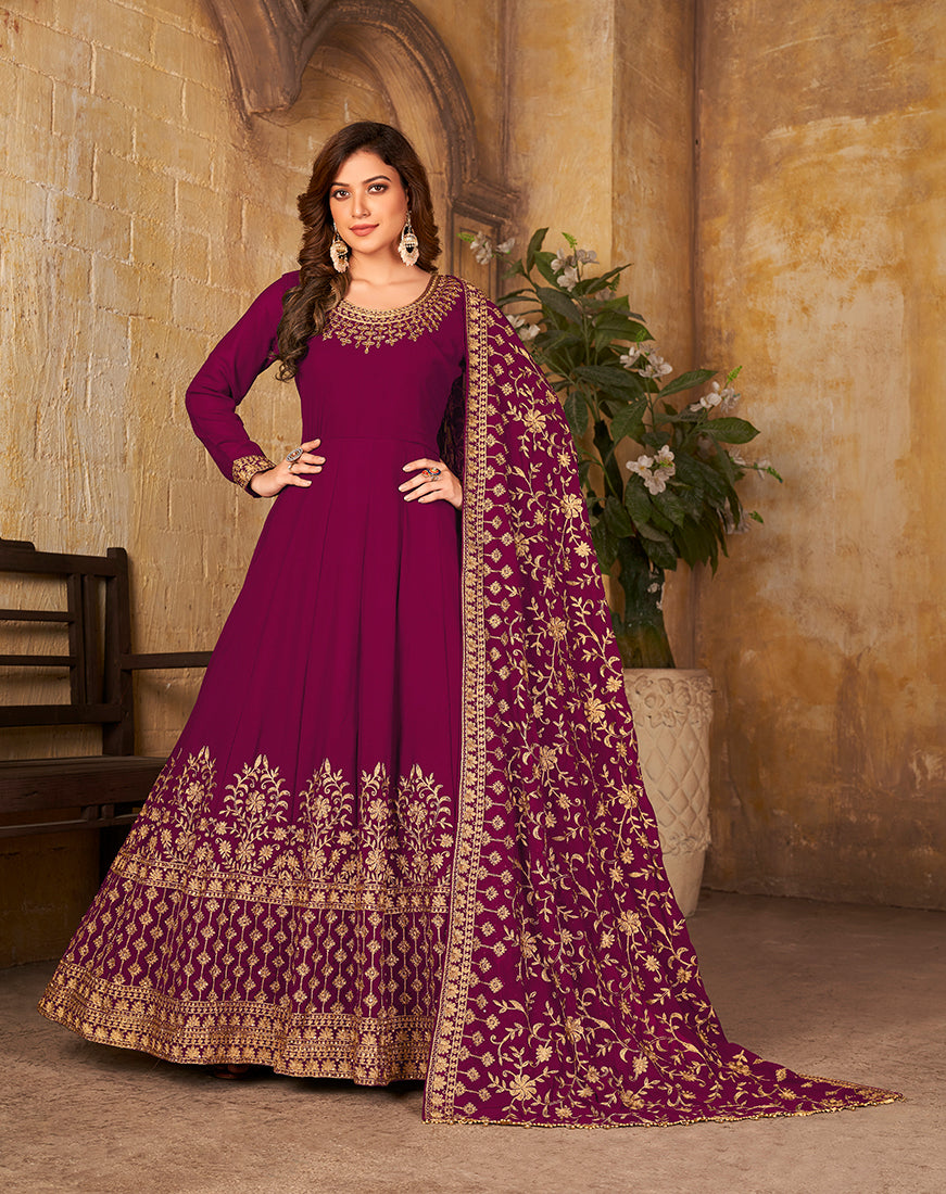 MagentaGeorgetteEmbroideredKurta