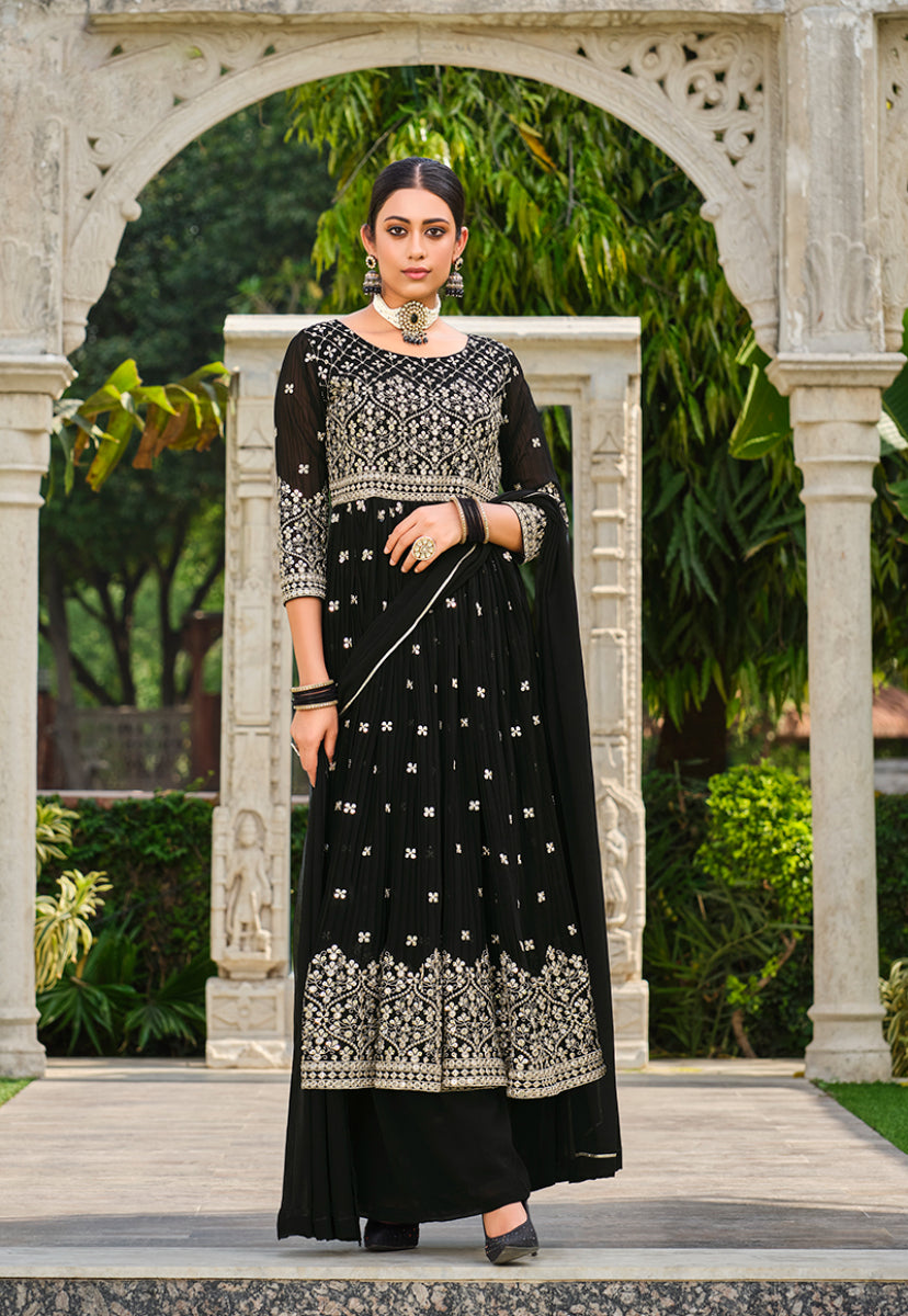 BlackGeorgetteEmbroideredKurta