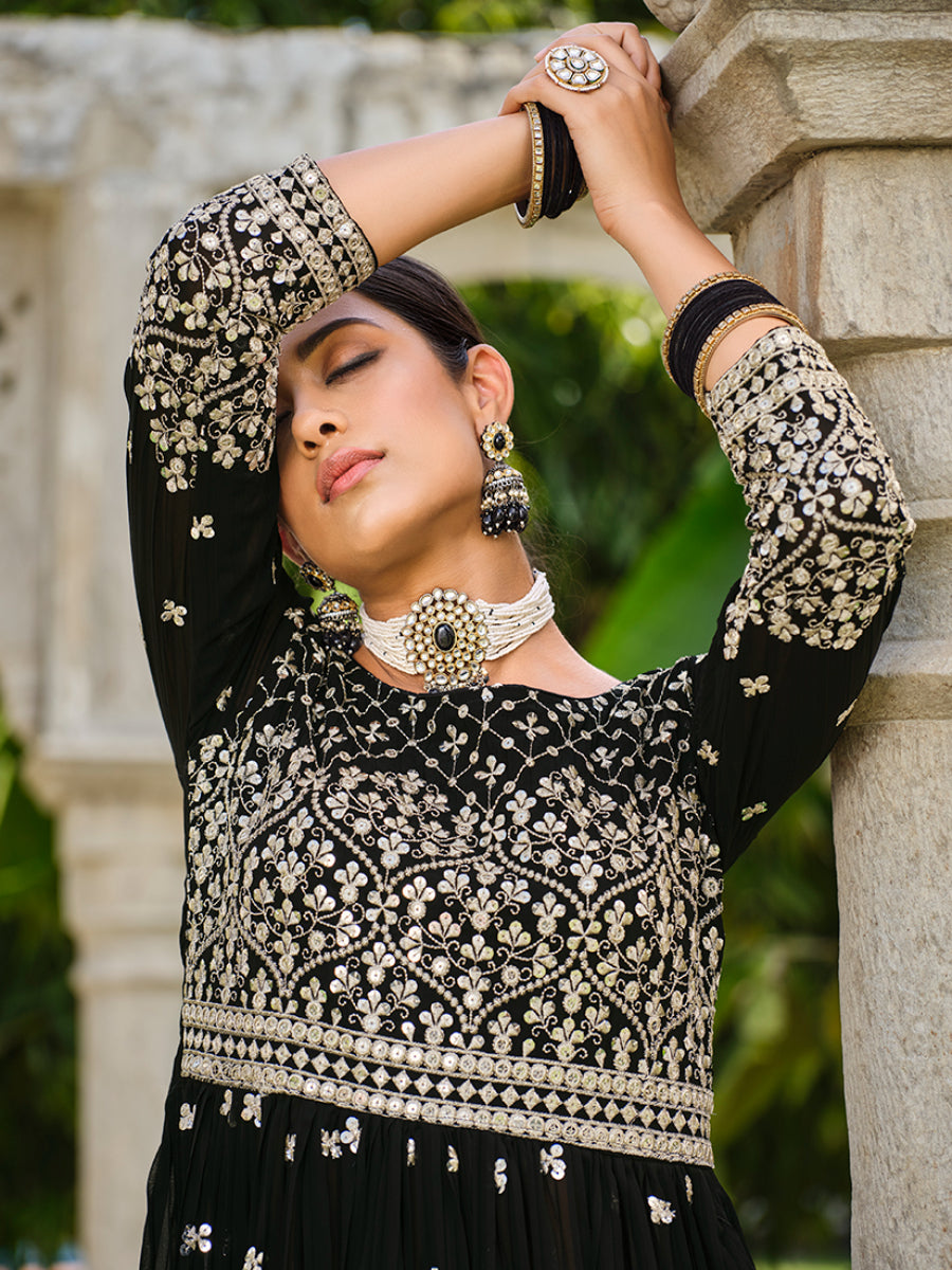 BlackGeorgetteEmbroideredKurta