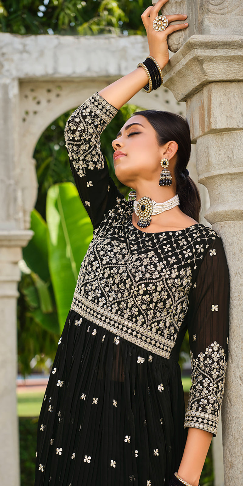 BlackGeorgetteEmbroideredKurta