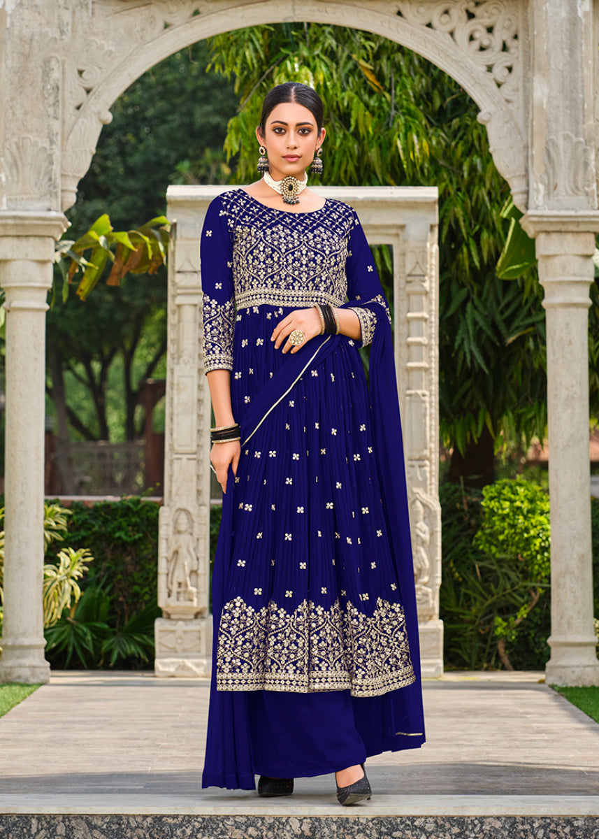 Navy-BlueGeorgetteEmbroideredKurta