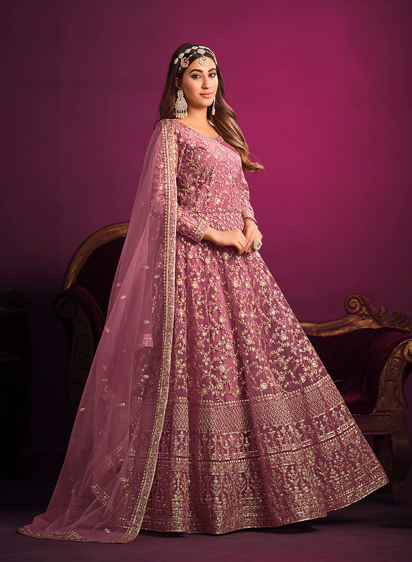 Light-PinkNetEmbroideredKurta