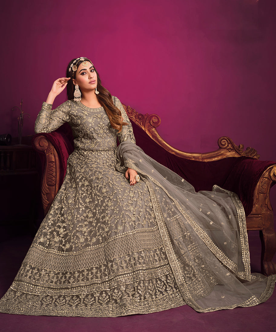 GreyNetEmbroideredKurta