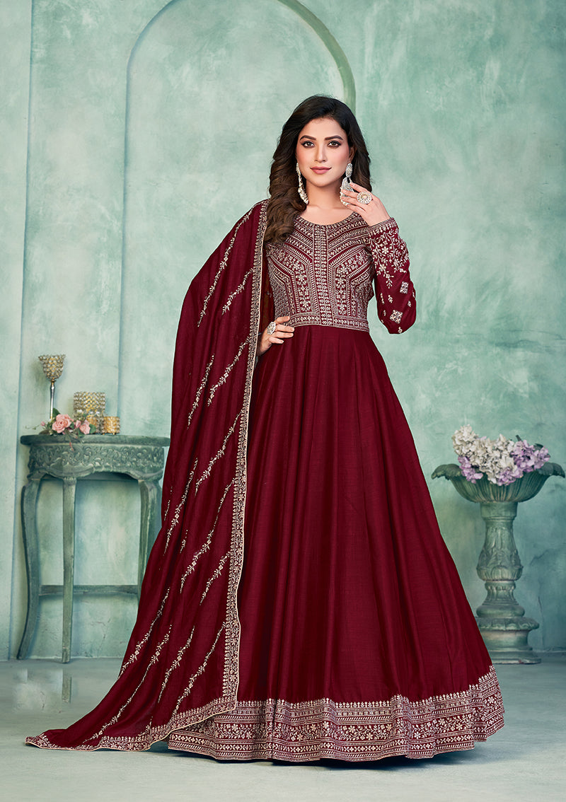 MaroonArt_SilkEmbroideredKurta