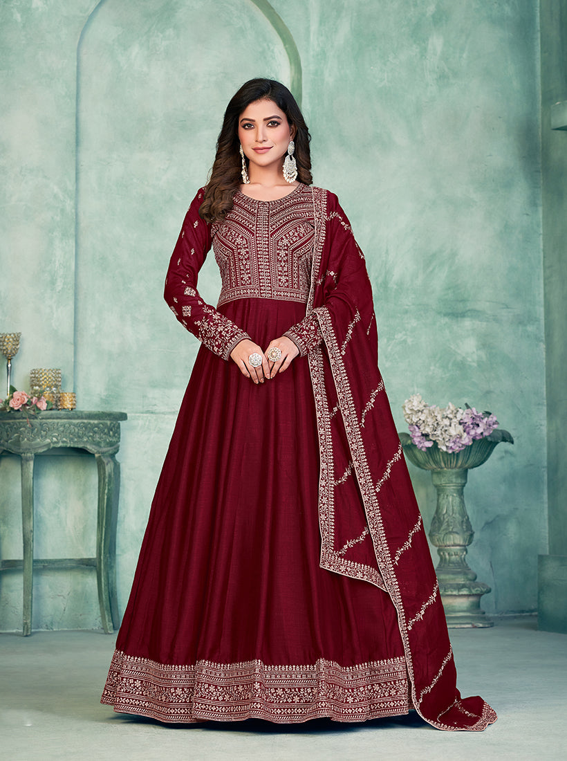 MaroonArt_SilkEmbroideredKurta
