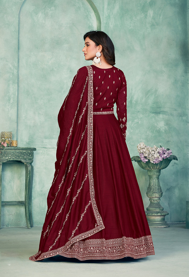 MaroonArt_SilkEmbroideredKurta