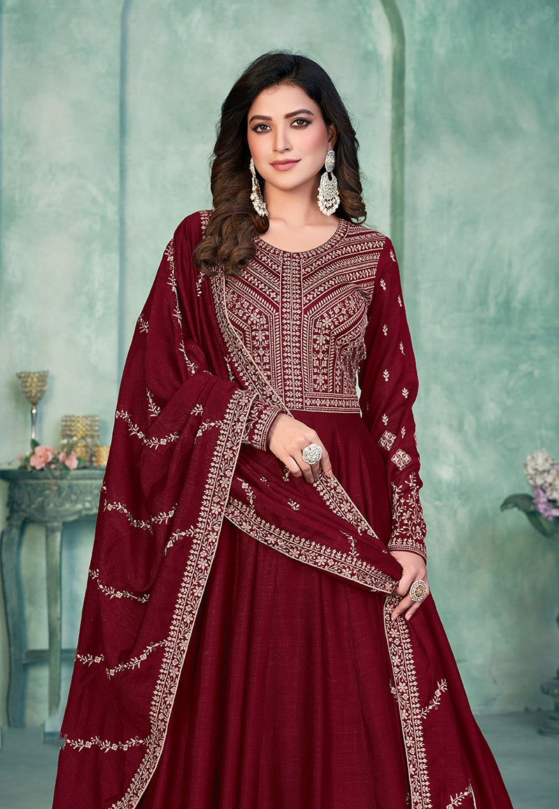MaroonArt_SilkEmbroideredKurta
