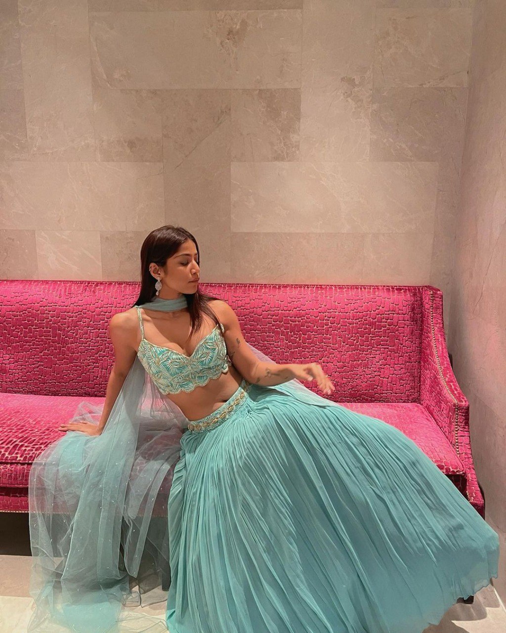 Light Blue Zari Work Lehenga