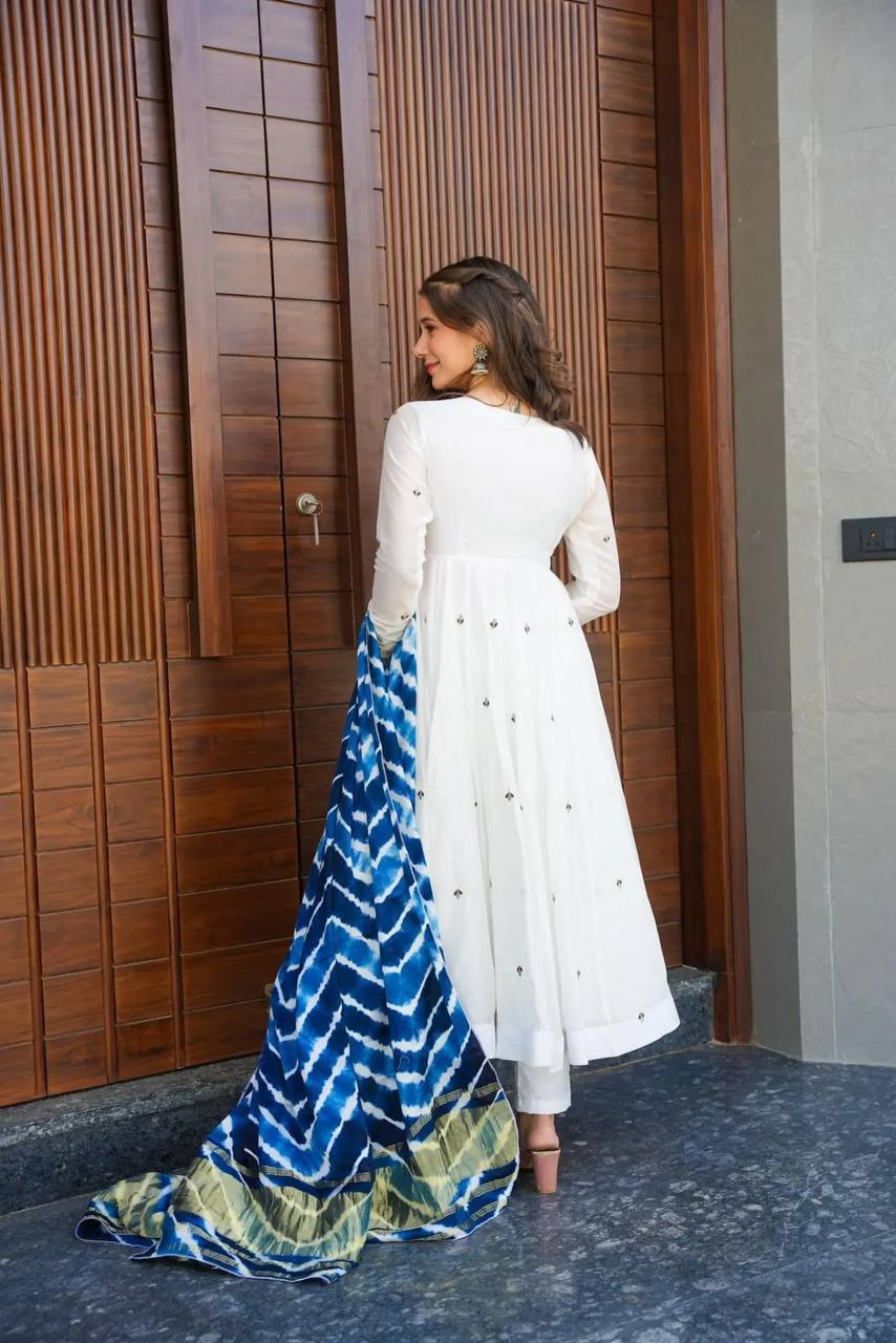 White Anarkali Kurta Set