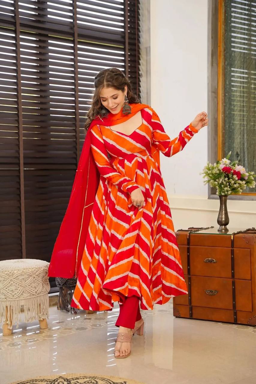 Orange Anarkali Kurta Set