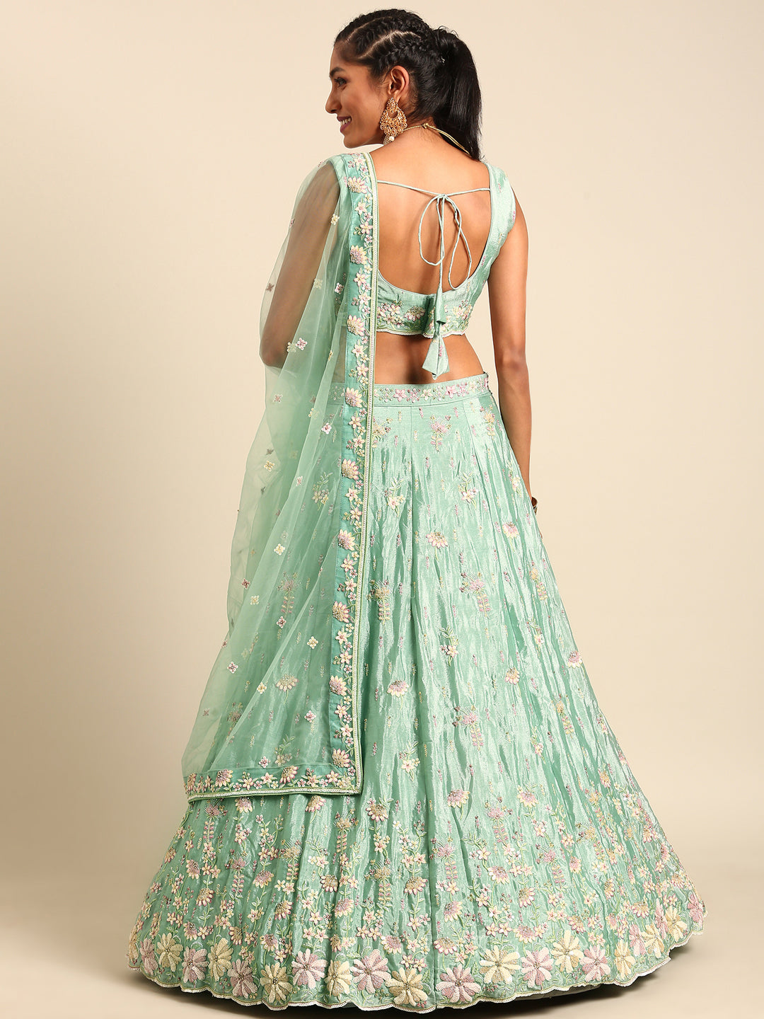 Sea Green Georgette heavy Sequinse embroidery Lehenga Set