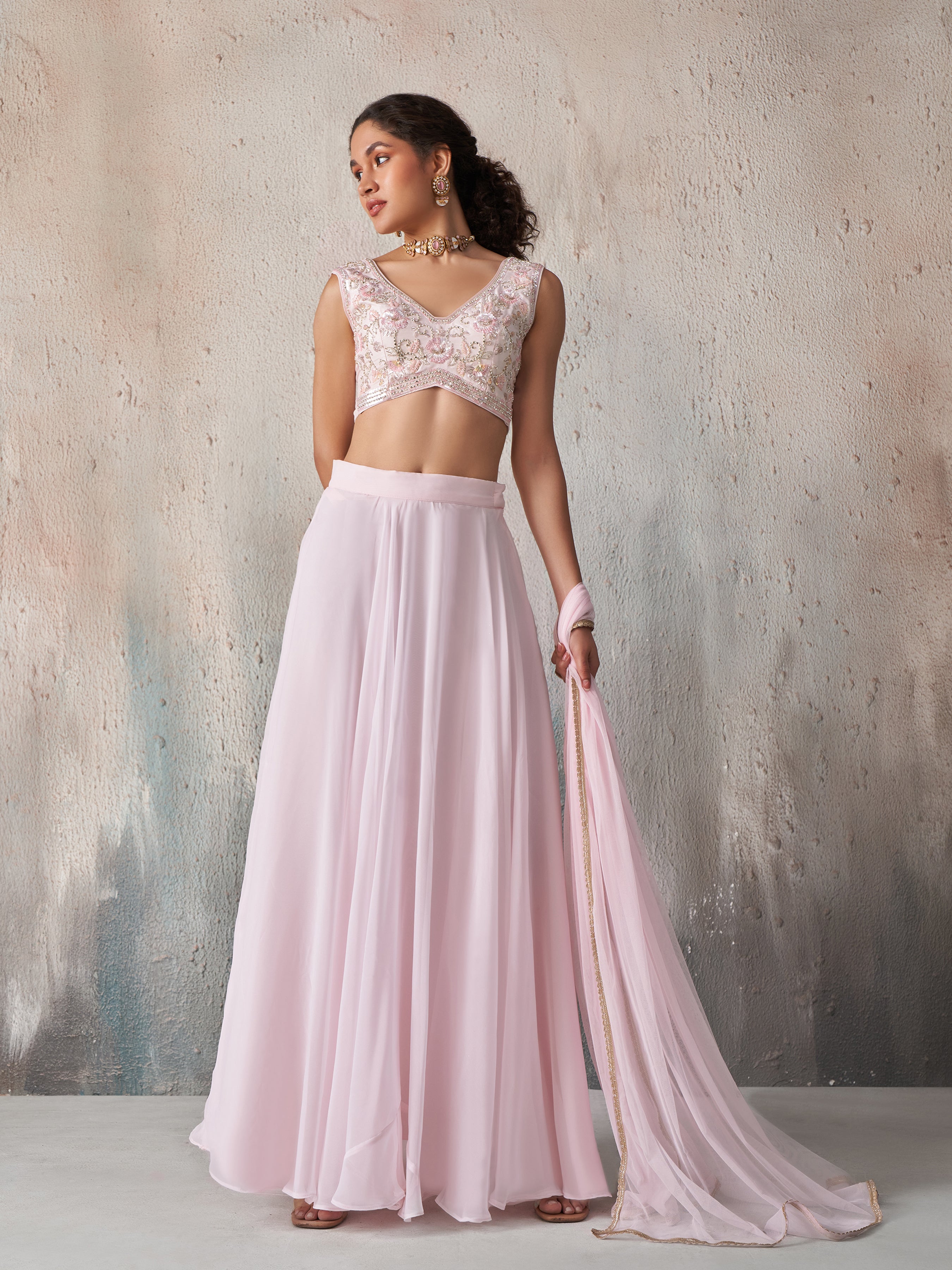 Light Pink Hand Wrok Lehenga