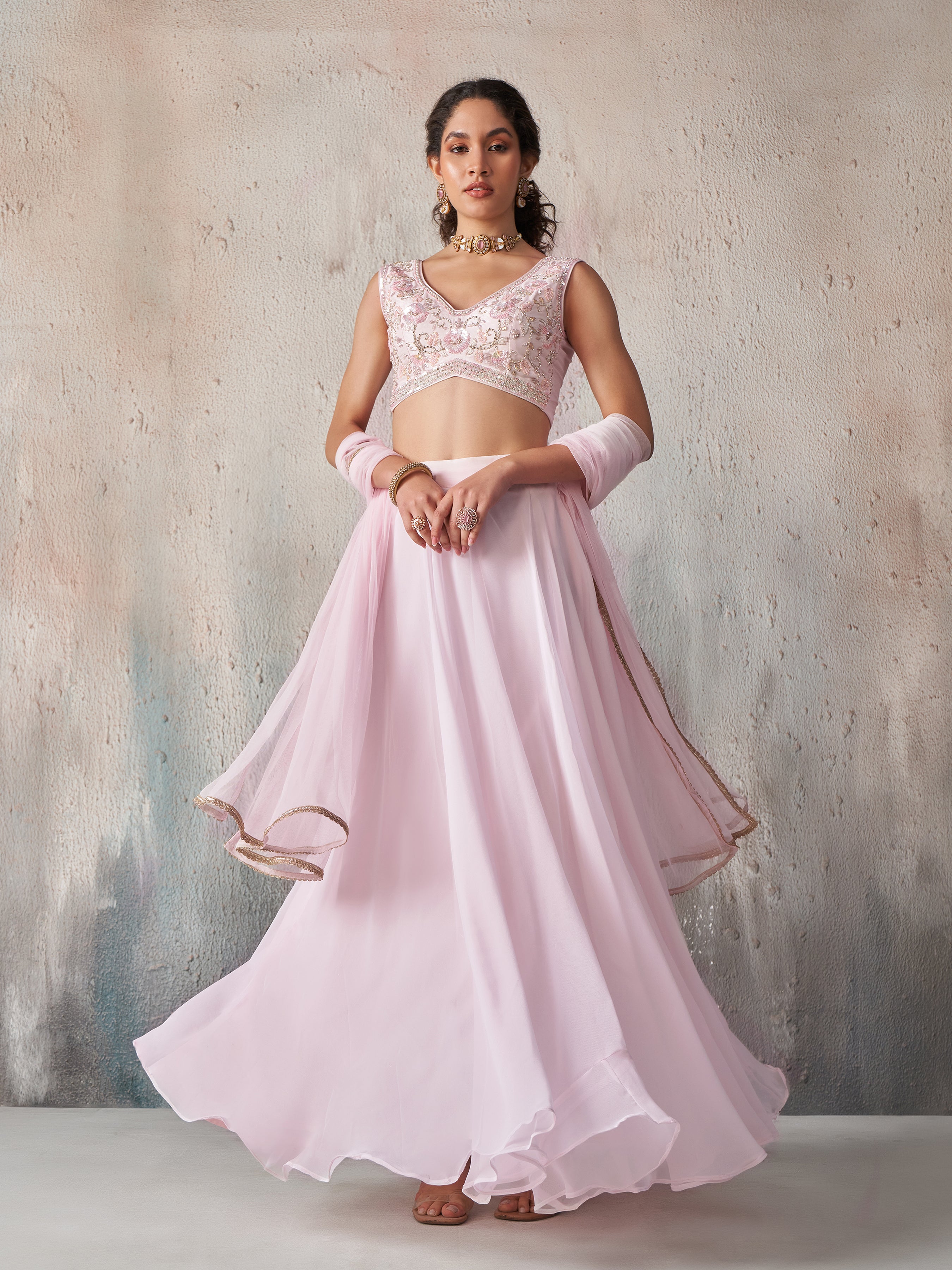 Light Pink Hand Wrok Lehenga