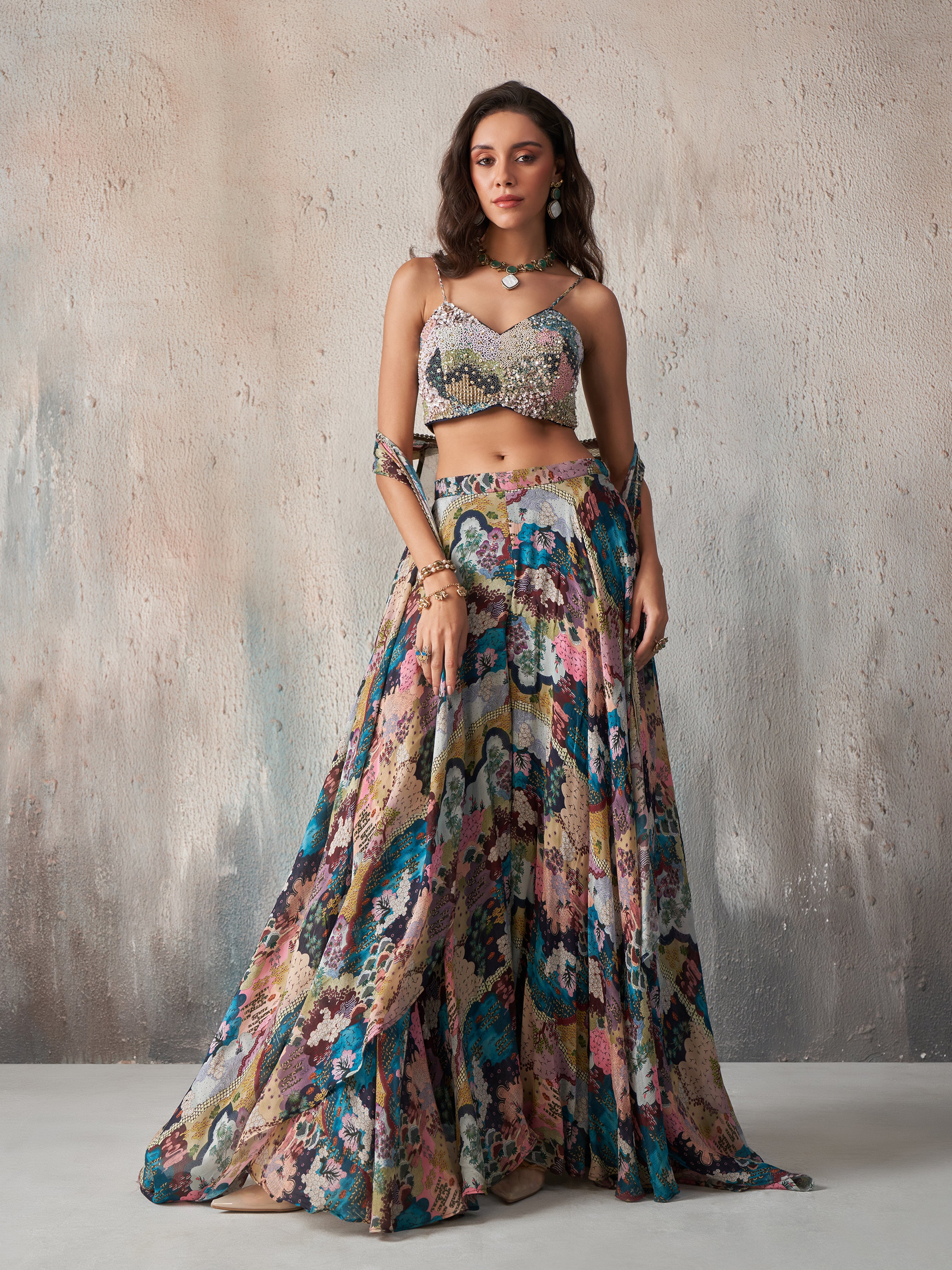 Blue Printed Lehenga