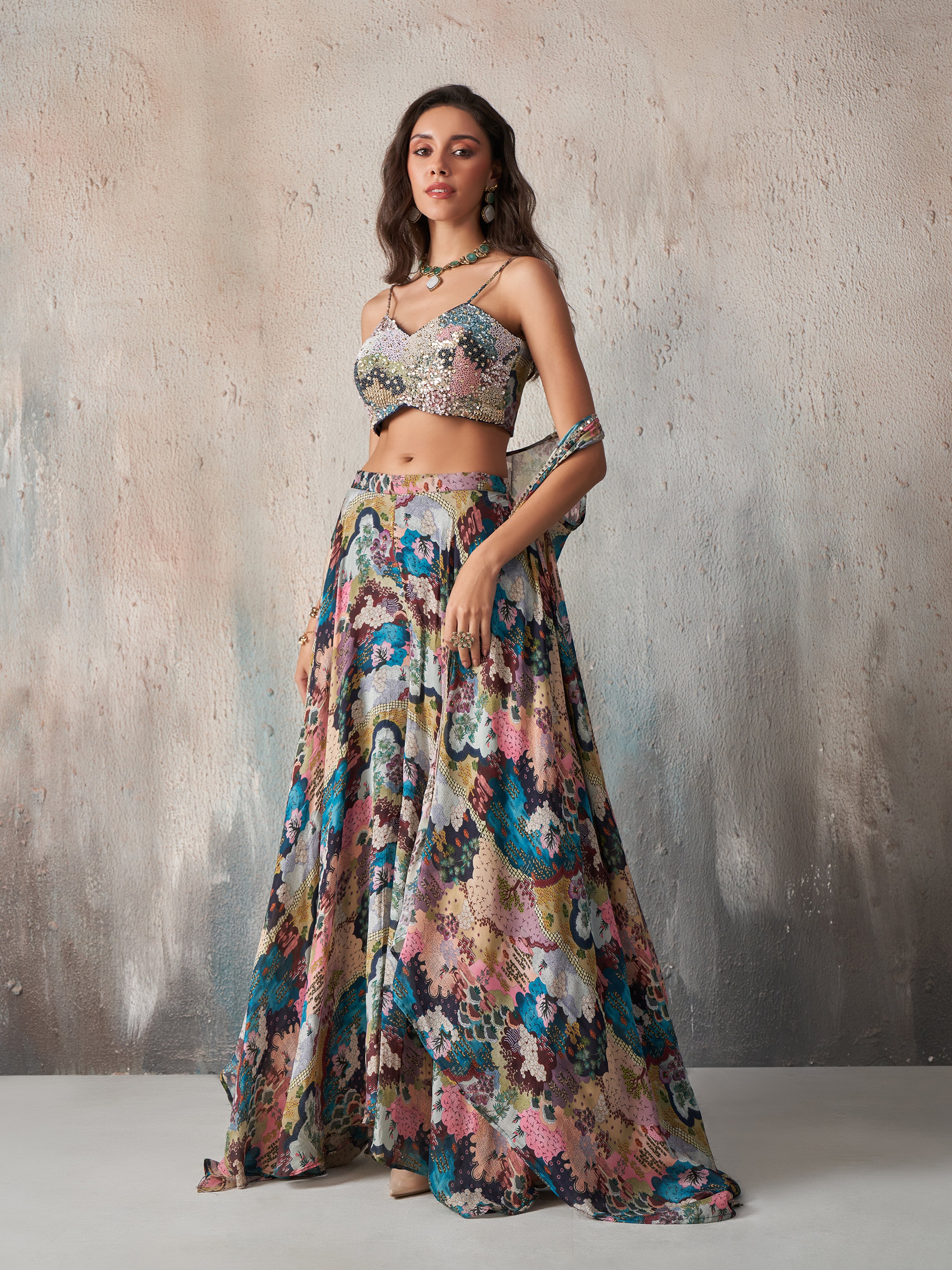Blue Printed Lehenga
