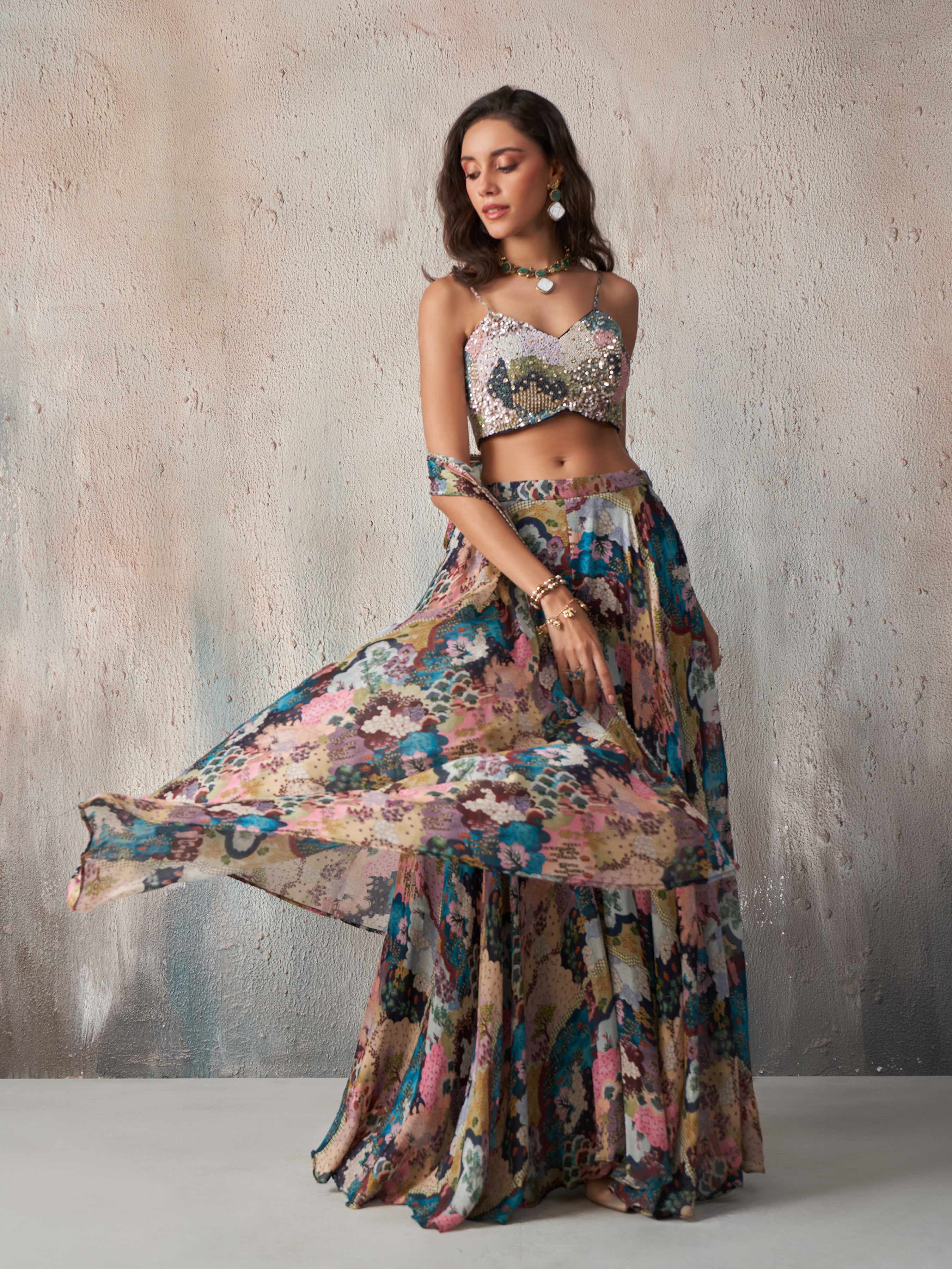 Blue Printed Lehenga