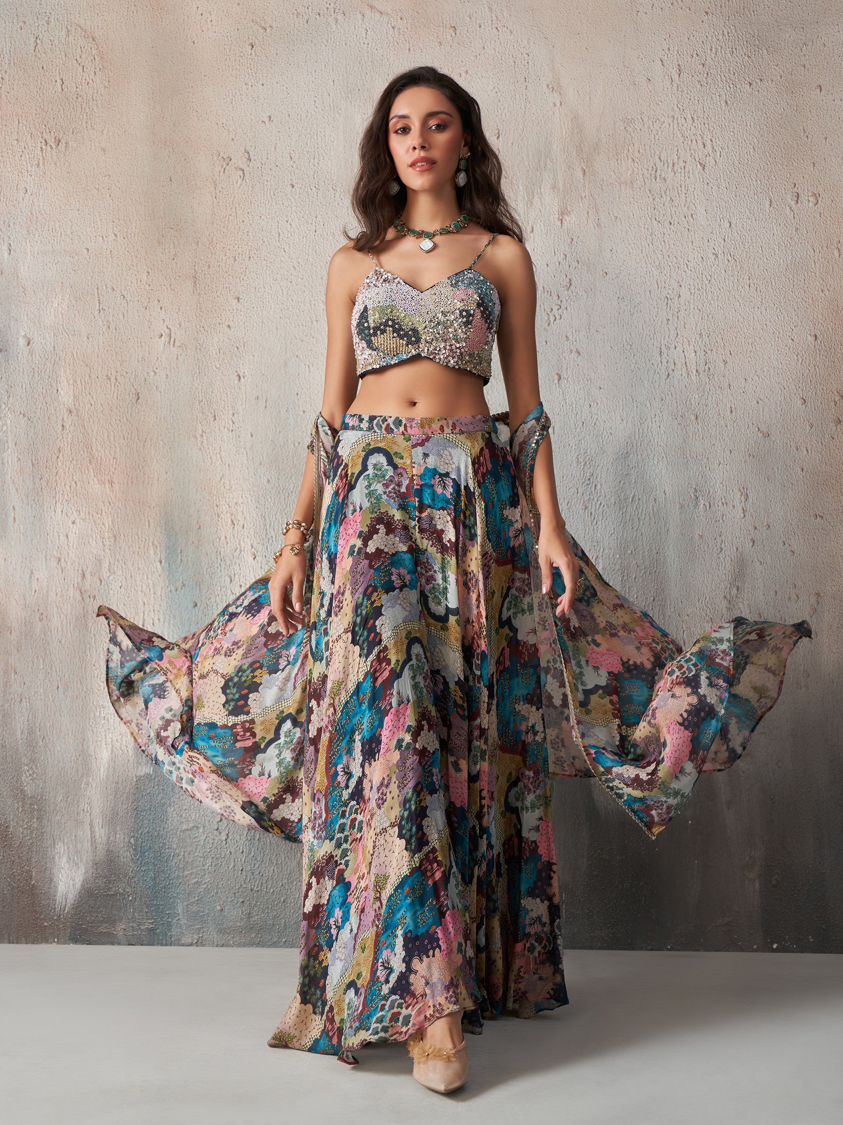 Blue Printed Lehenga