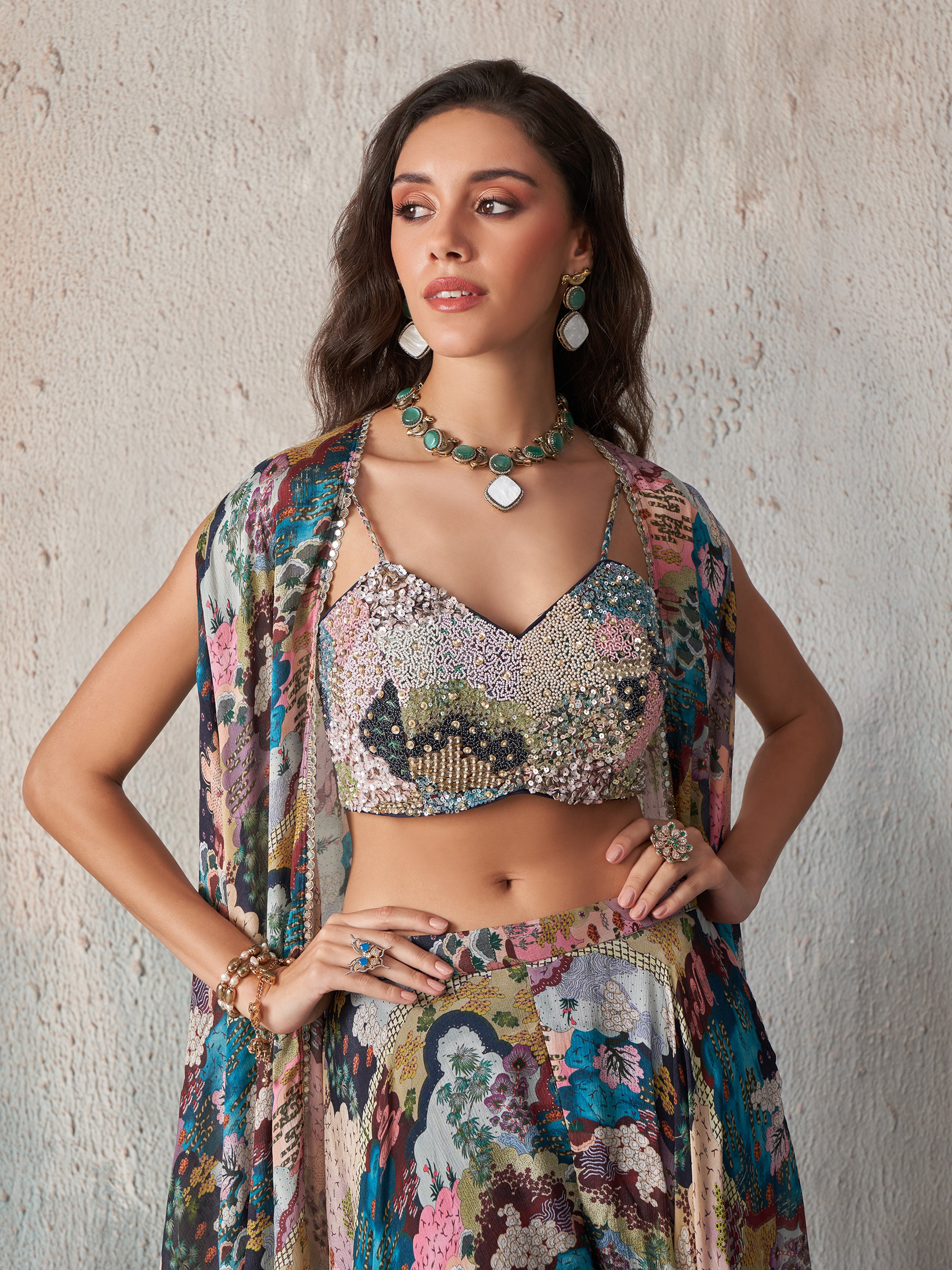 Blue Printed Lehenga