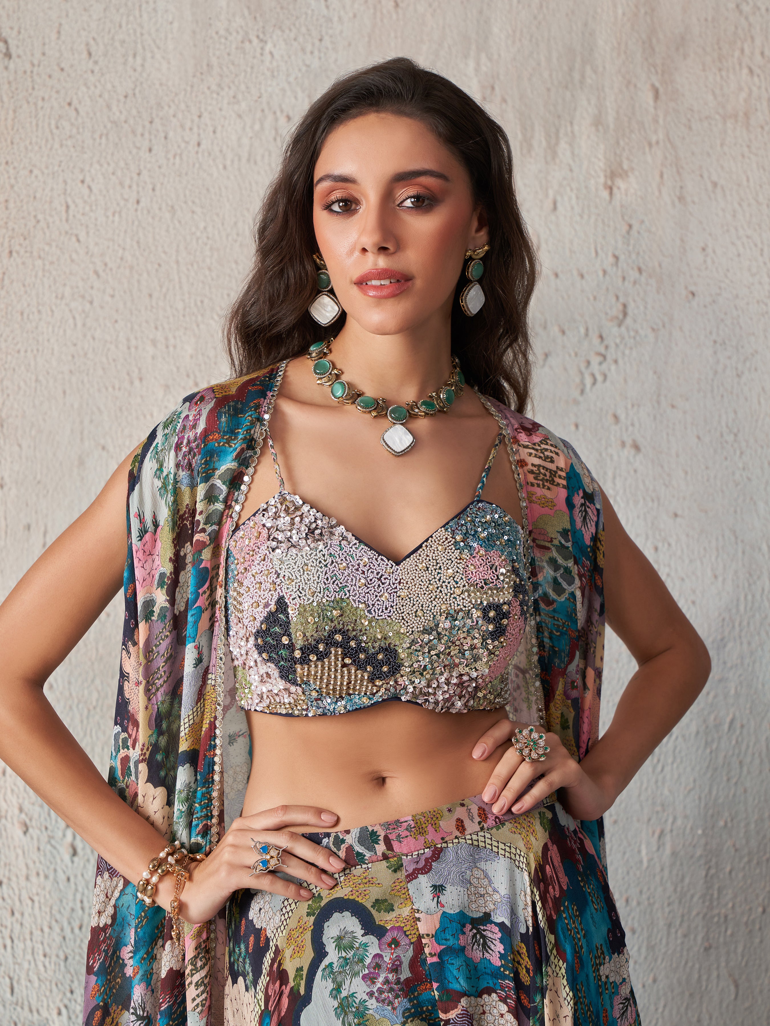 Blue Printed Lehenga