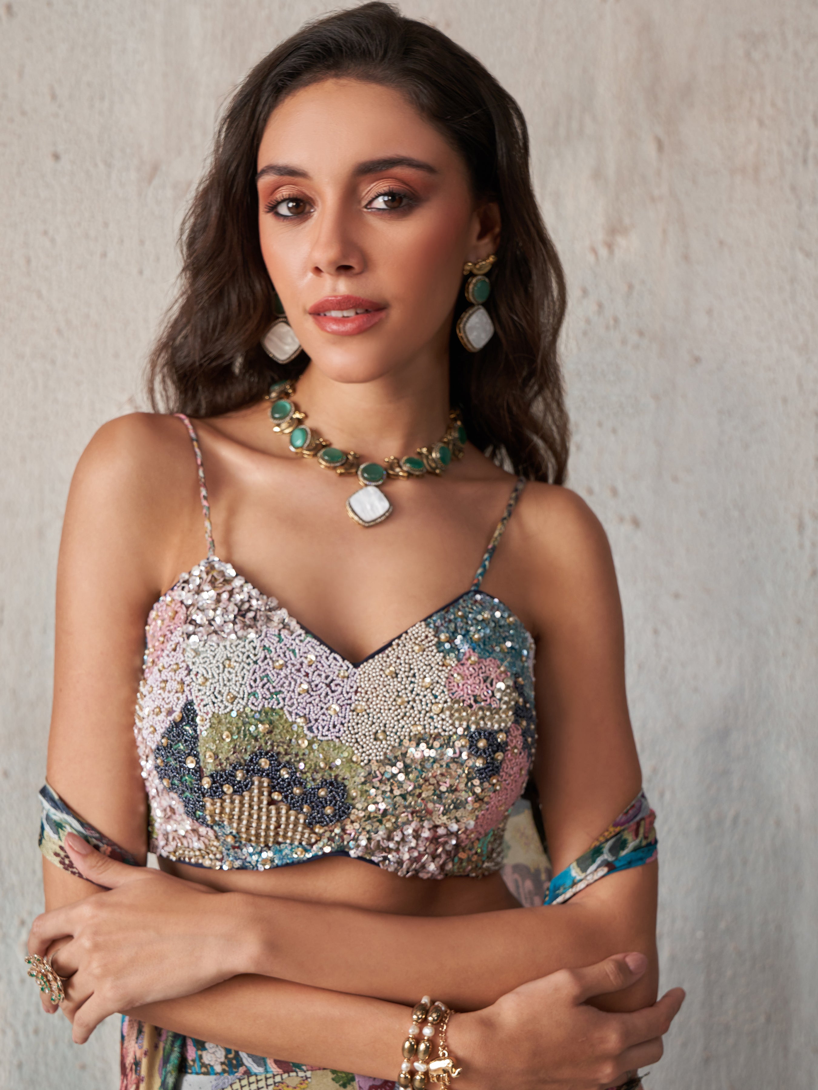 Blue Printed Lehenga