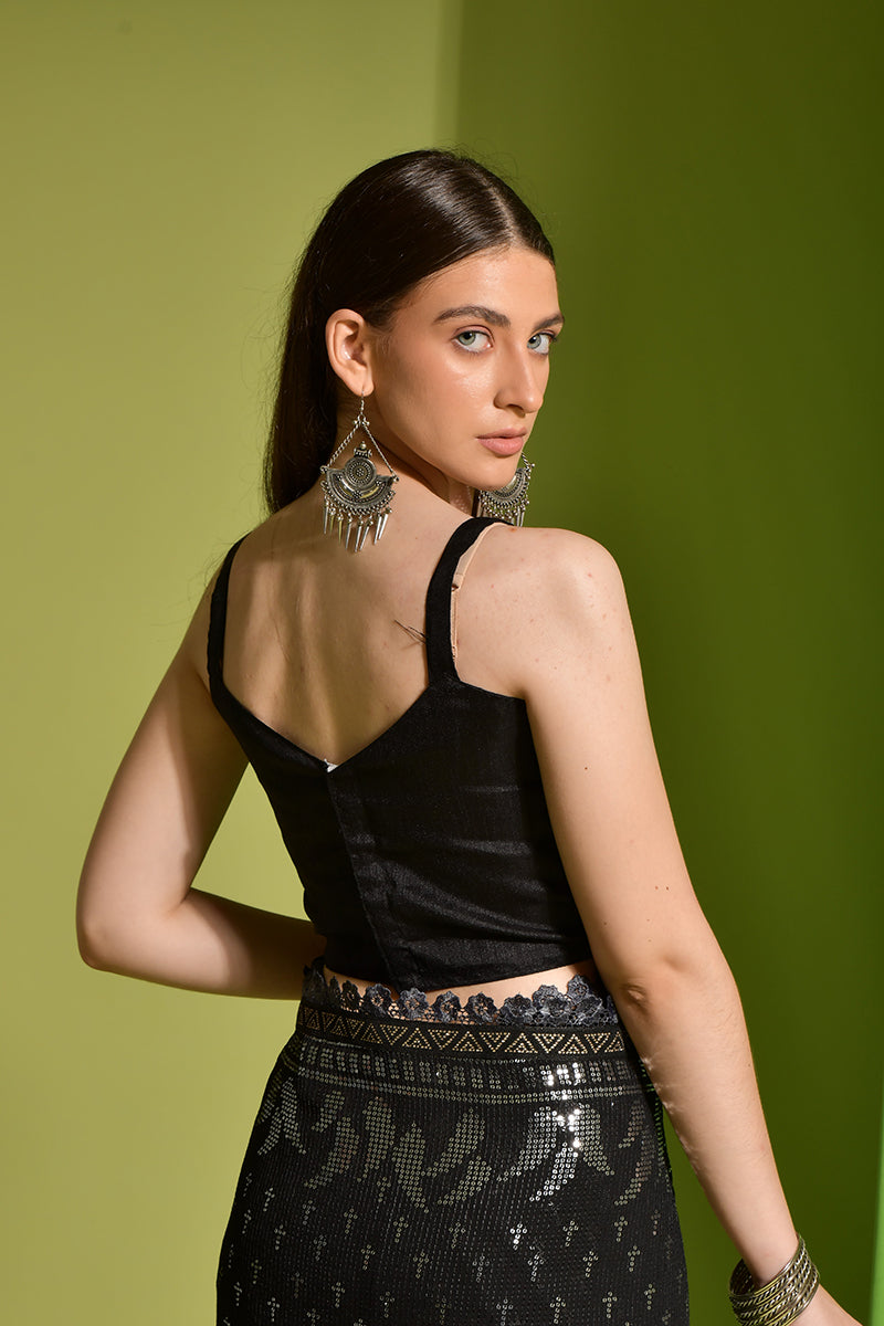 Black Embroidered Georgette Saree