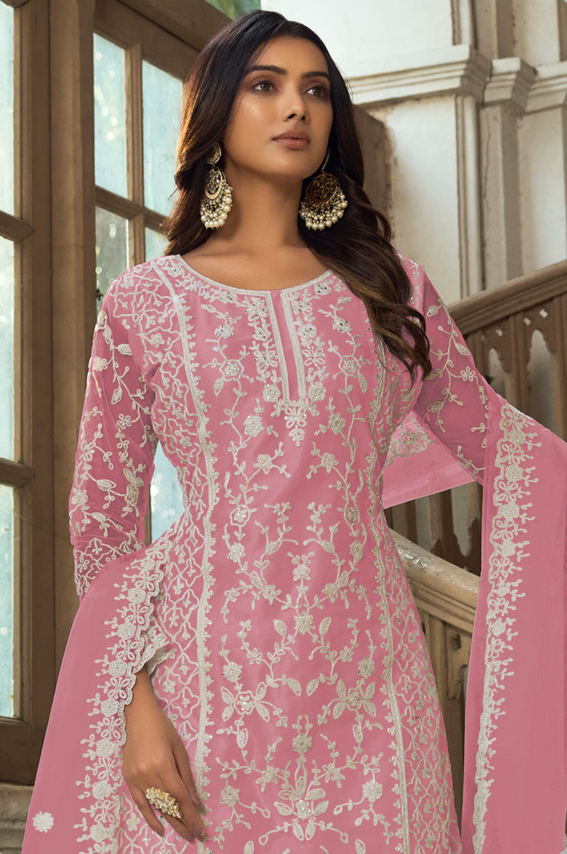 Baby-PinkNetEmbroideredKurta
