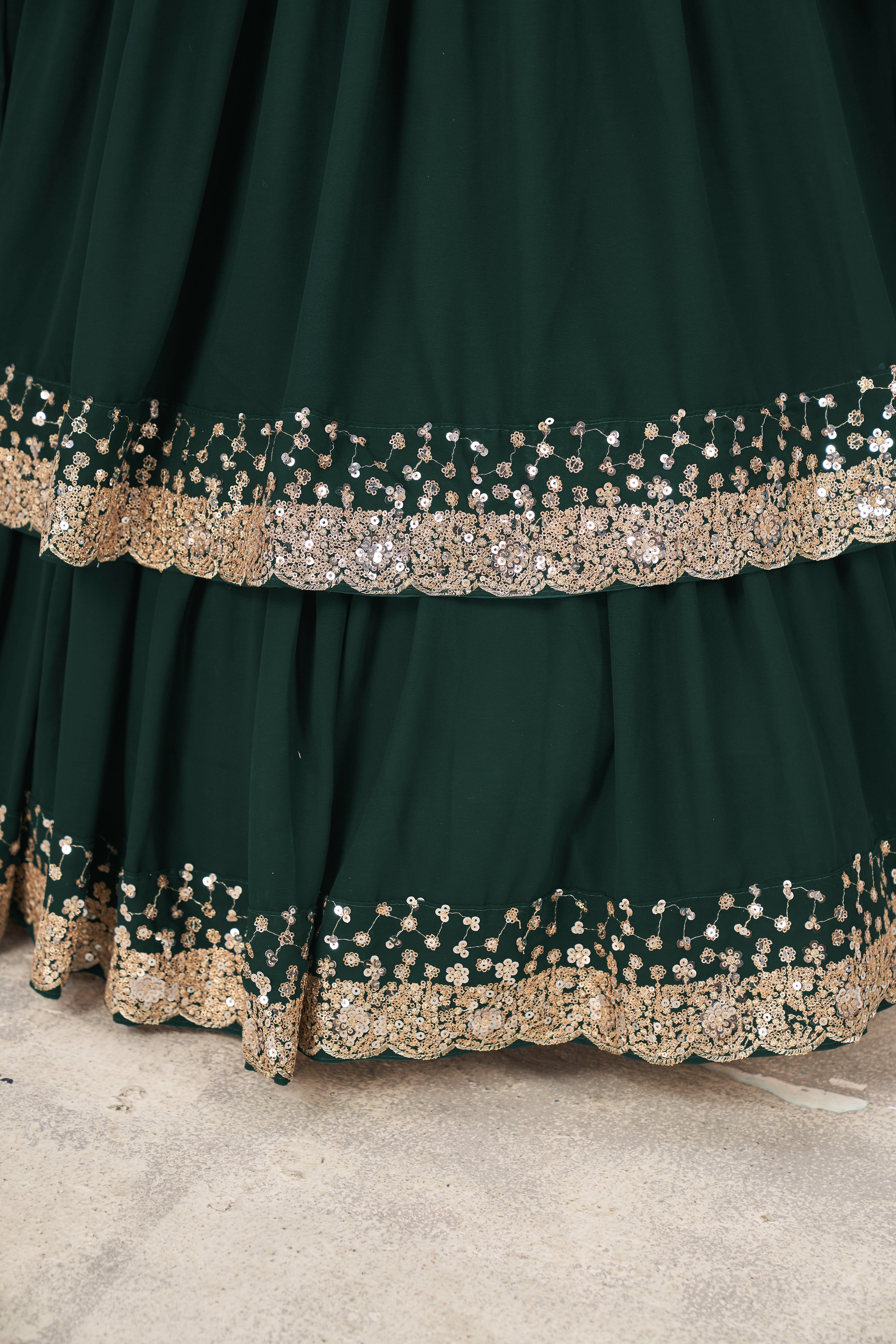 Green Women's Georgette Embroidery Lehenga Choli