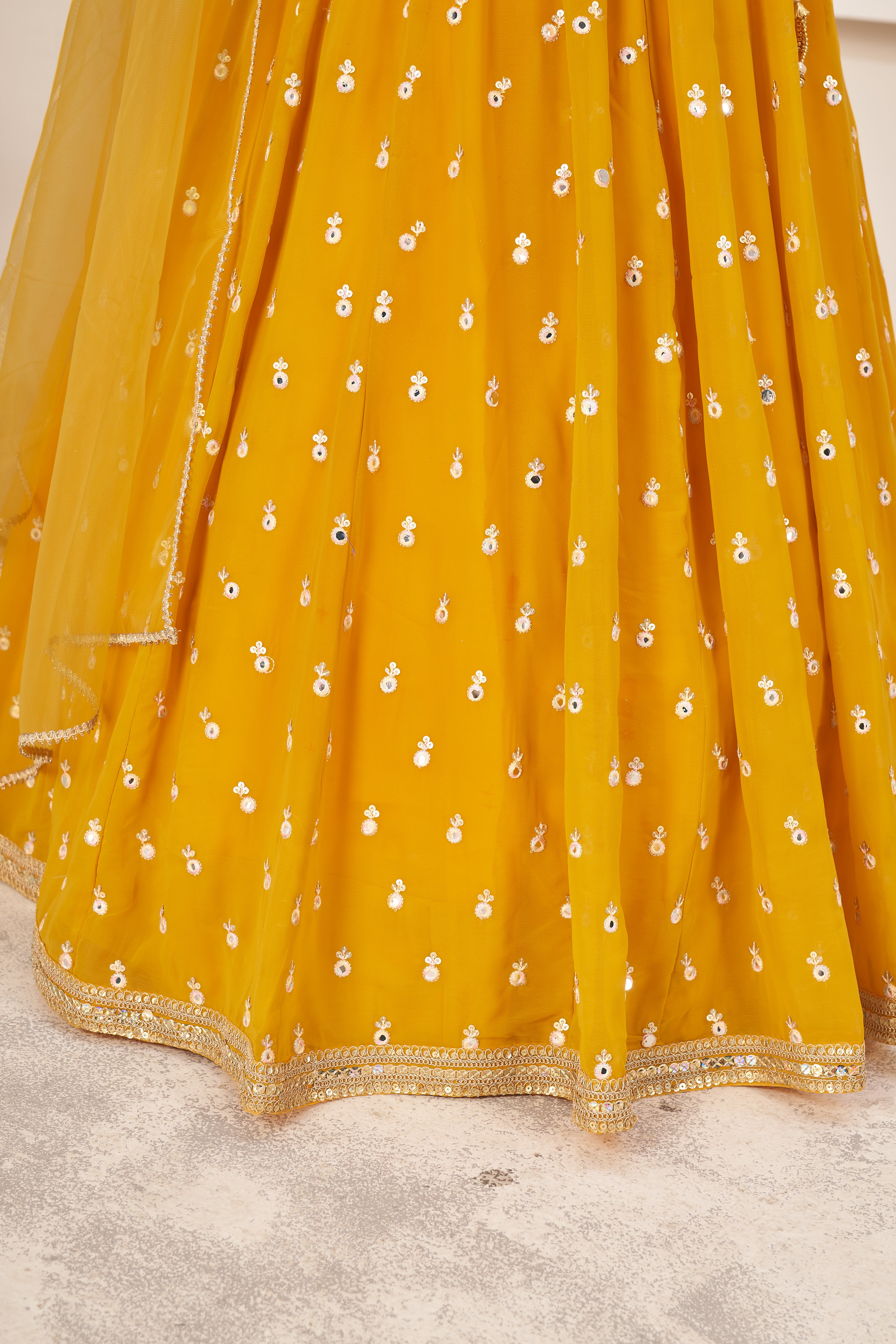 Yellow Women's Georgette Embroidery Lehenga Choli