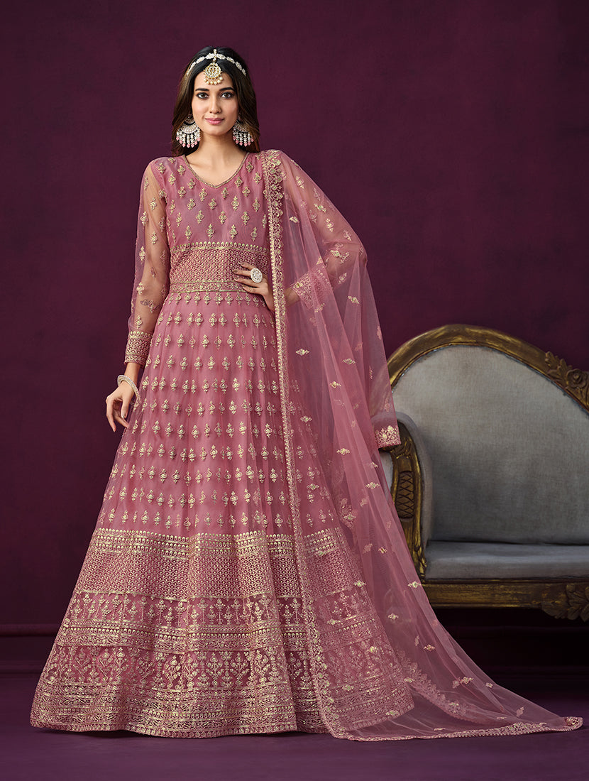 Light-PinkNetEmbroideredKurta