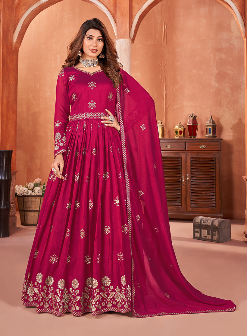 Rani-PinkArt SilkEmbroideredKurta